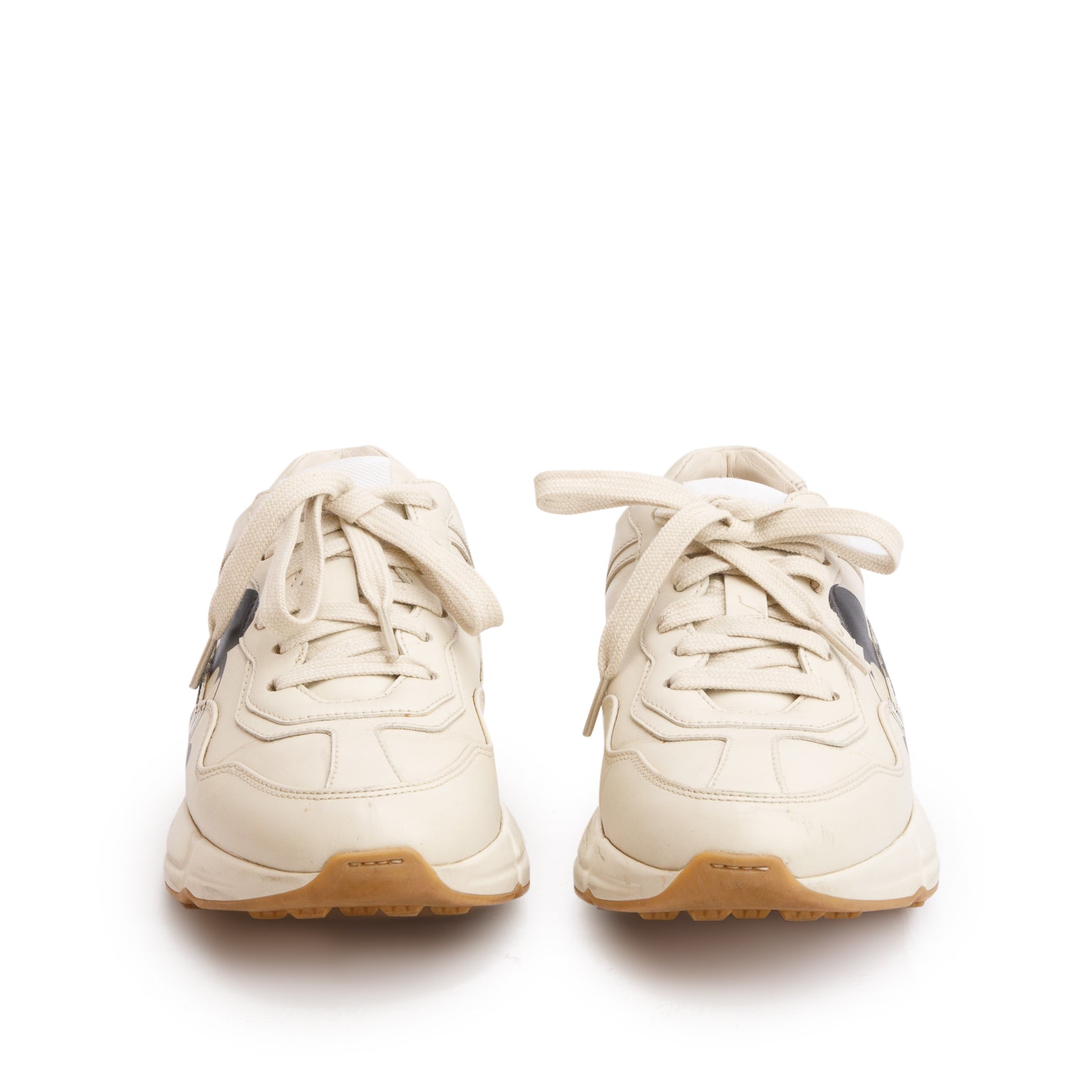 Gucci x Disney Beige Leather Mickey Rhyton Sneakers, Size 35.5 w/ Box