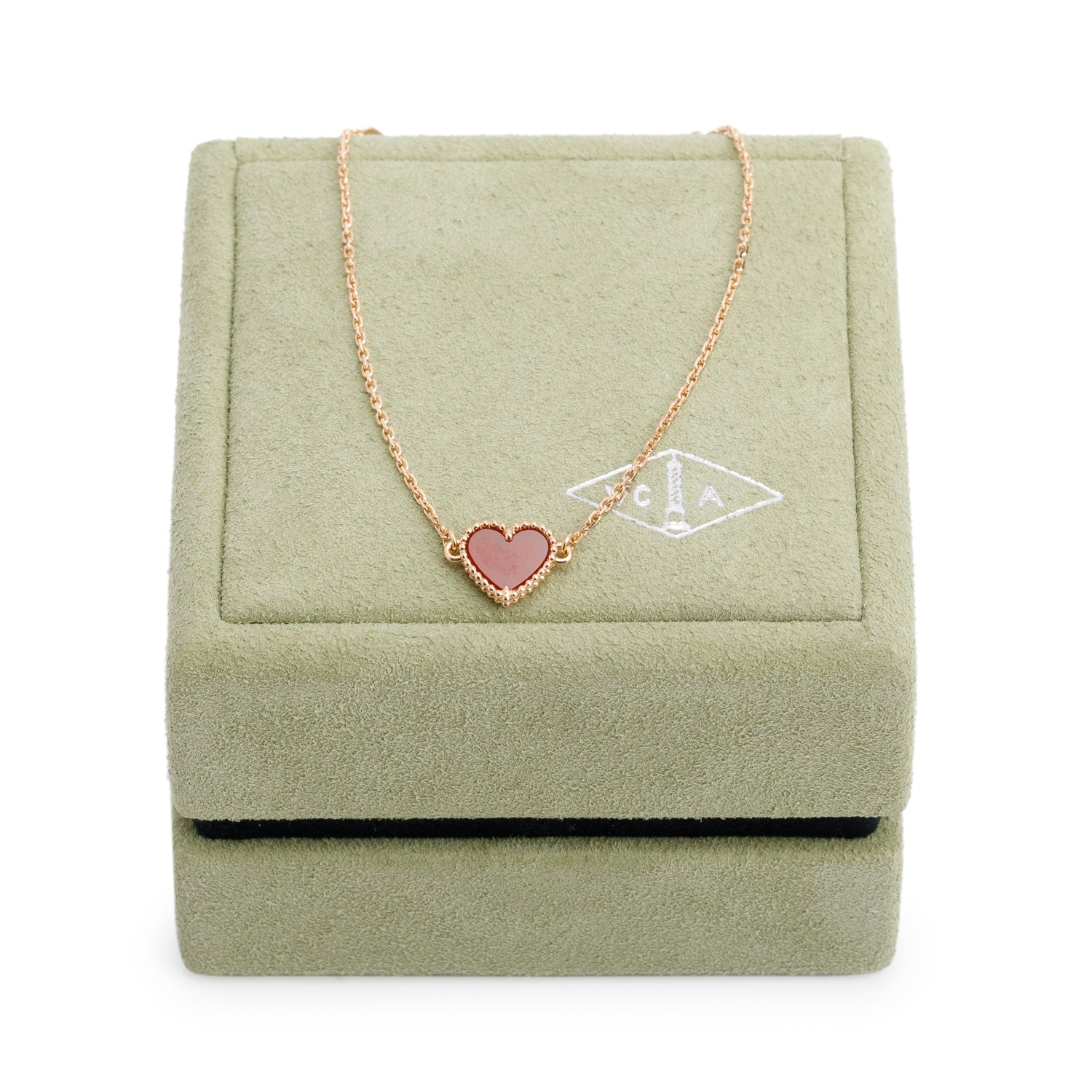 Van Cleef & Arpels 2025 18k Rose Gold Sweet Hearts 1 Motif Carnelian Bracelet w/ Box & Receipt