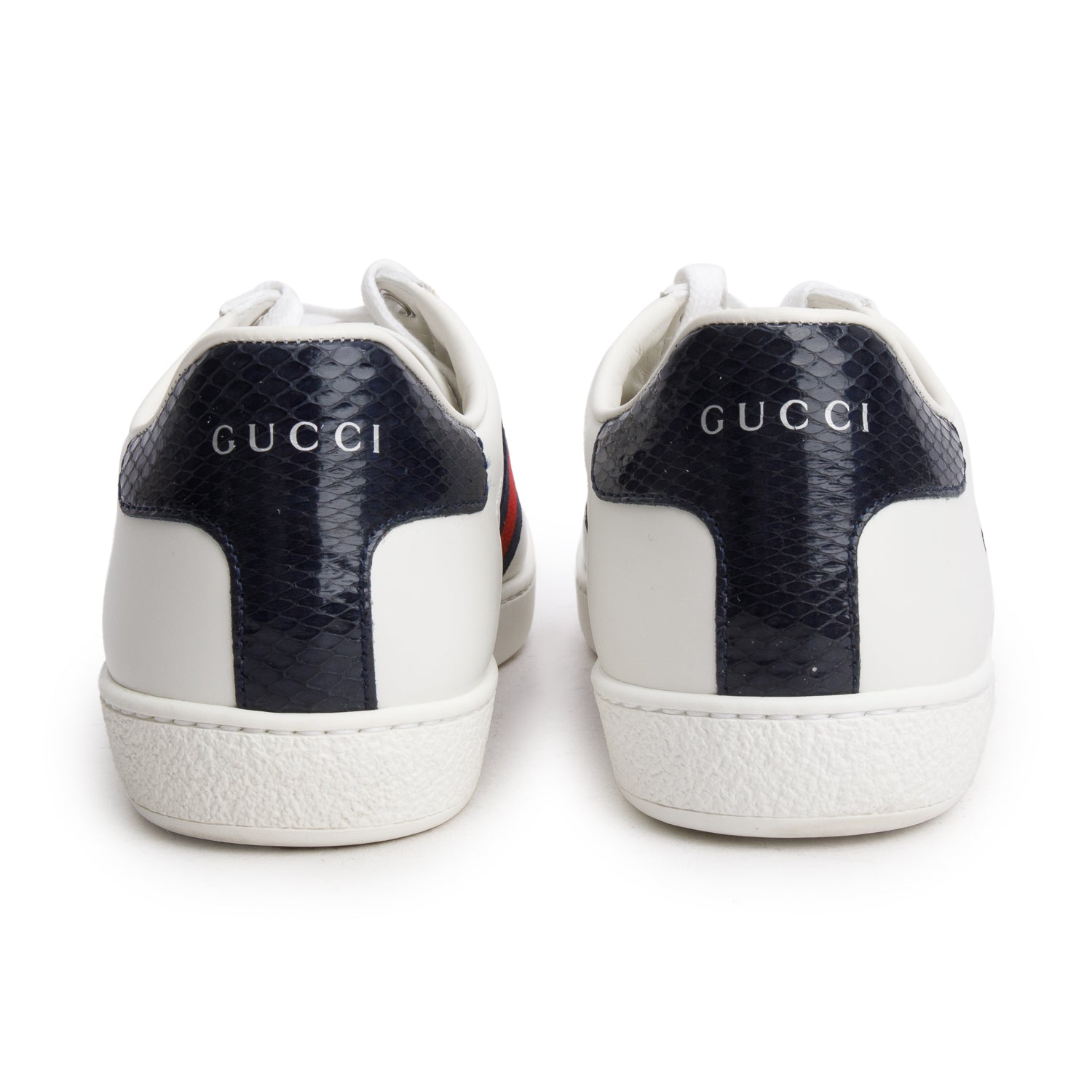 Gucci White Calfskin Ayers Web Ace Sneakers, Size 38 w/ Box