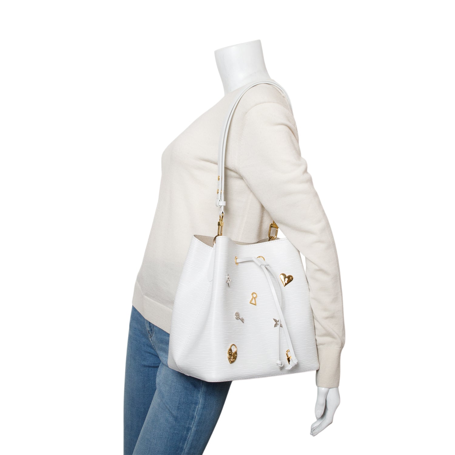Louis Vuitton White Epi Leather Love Lock Neonoe MM w/ Box & Straps