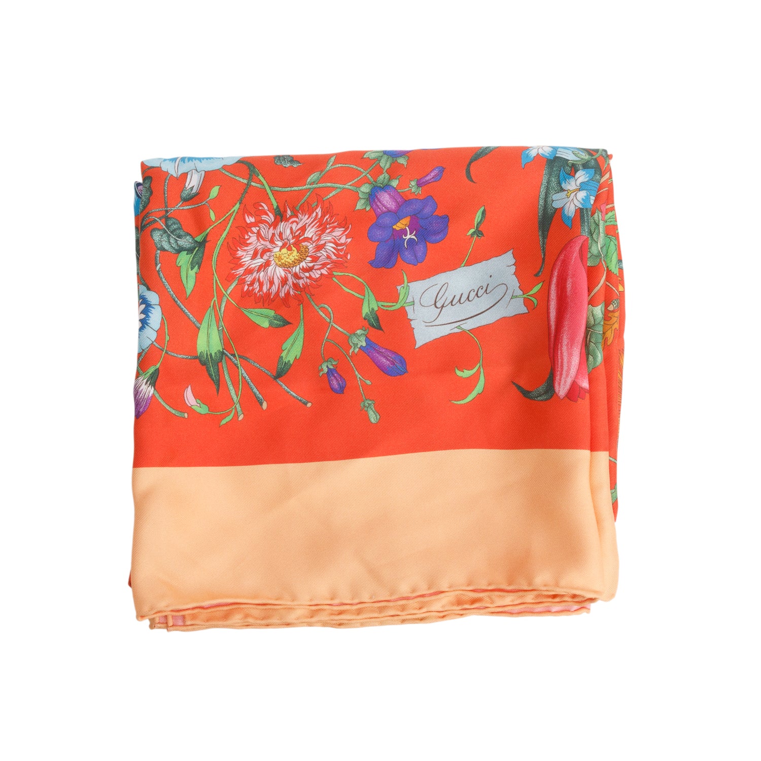 Gucci Multicolor Flora Print Silk Scarf
