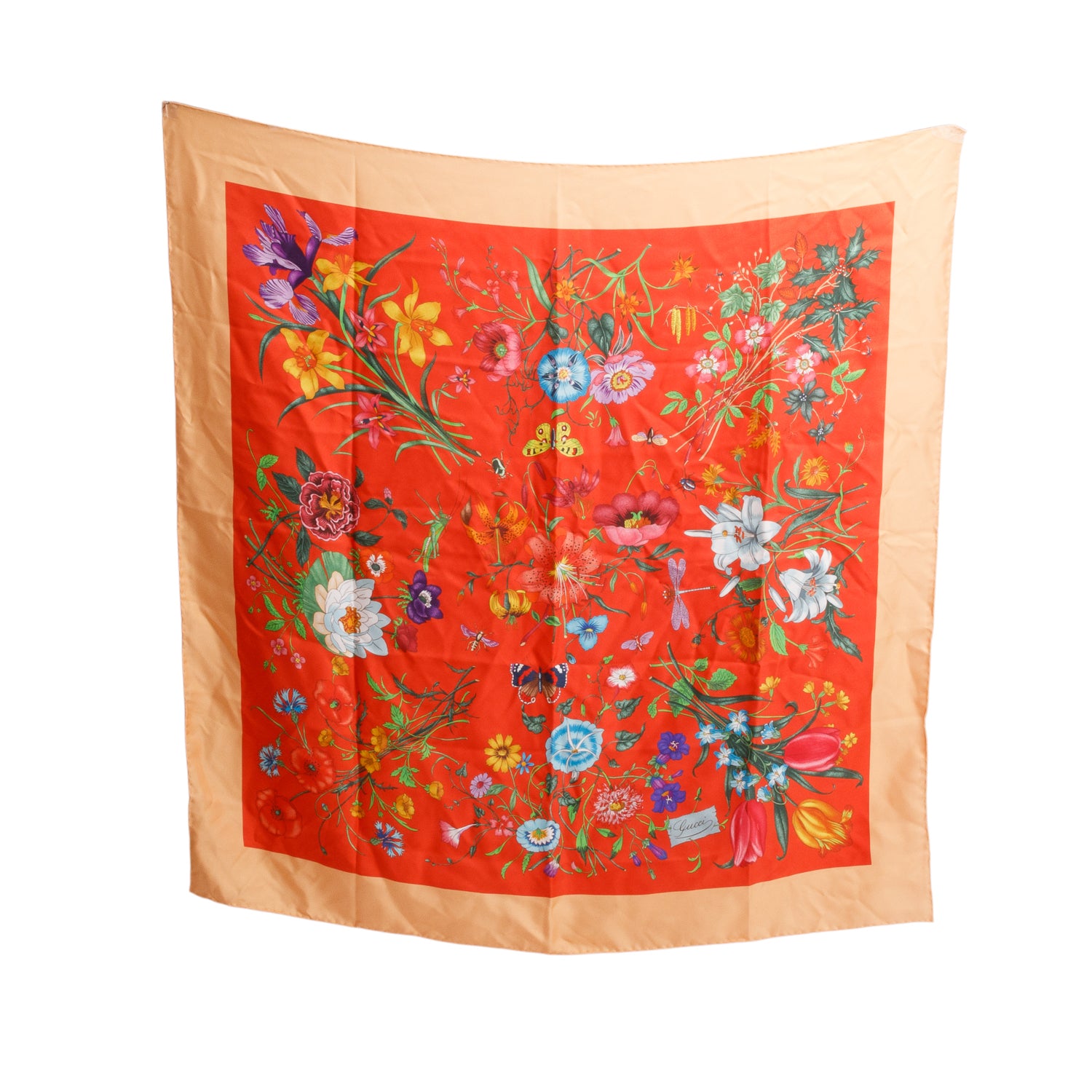Gucci Multicolor Flora Print Silk Scarf