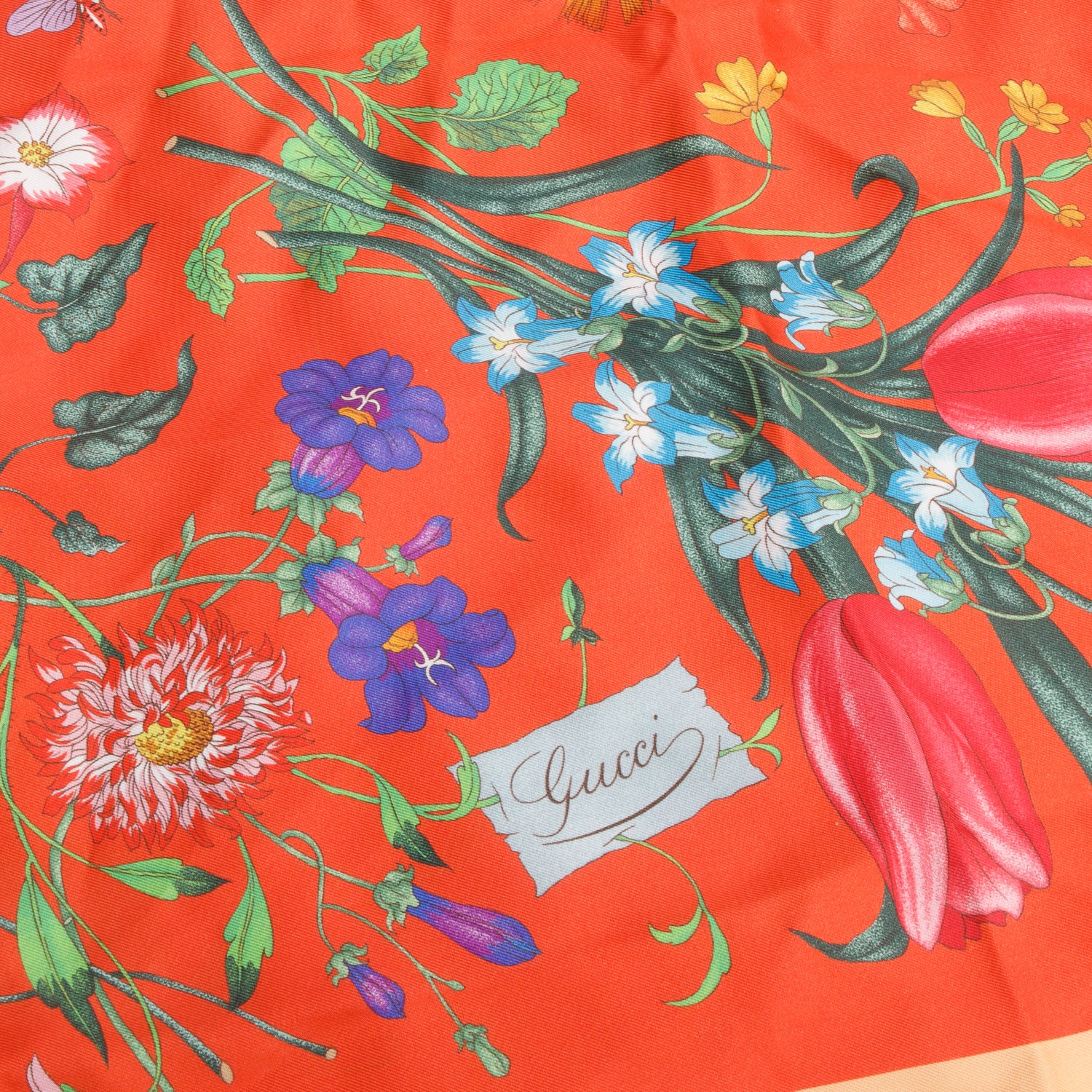 Gucci Multicolor Flora Print Silk Scarf