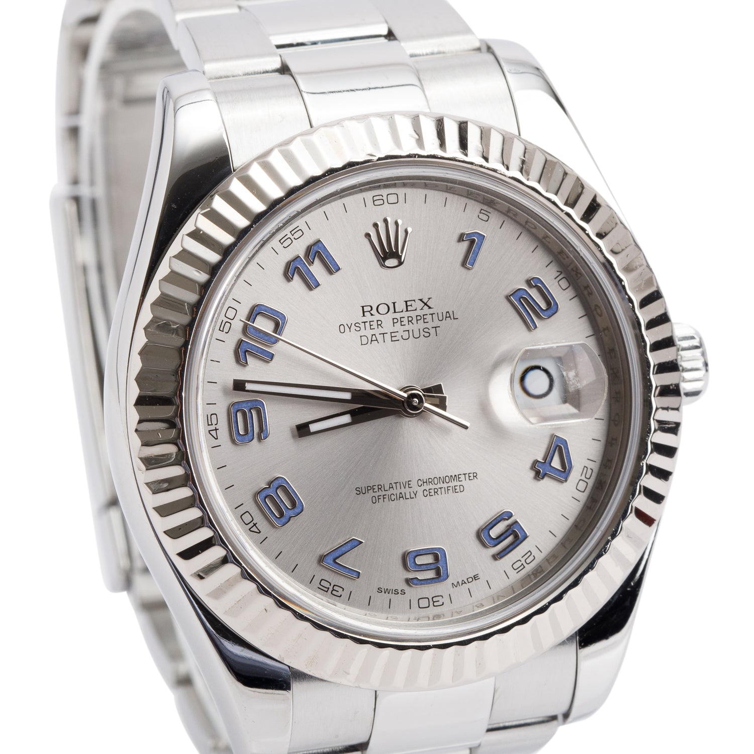 Rolex Stainless Steel Datejust II 41 MM Automatic Watch Blue Dial 116334 w/ Box & Papers