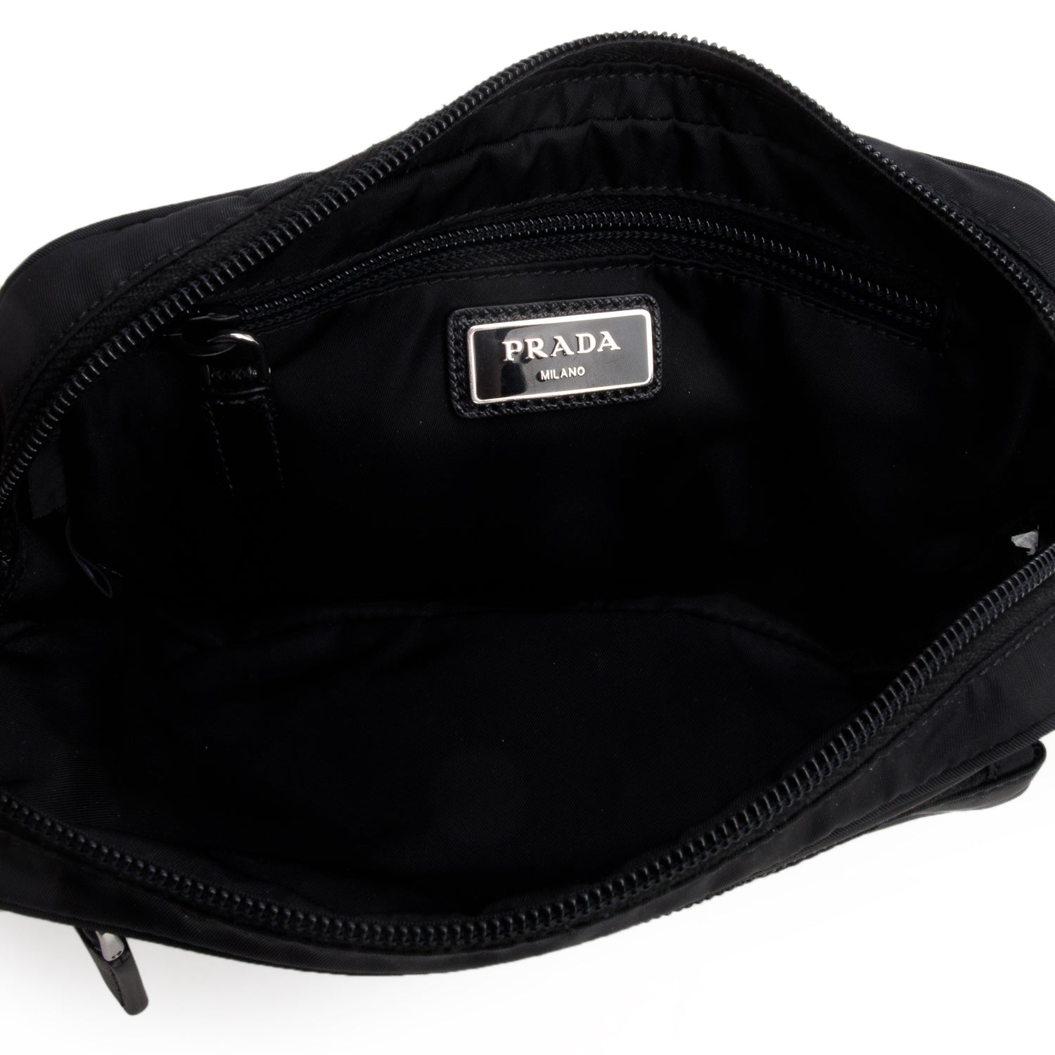 Prada 2021 Black Tessuto Nylon Montagna Belt Bag w/ Authenticity Card