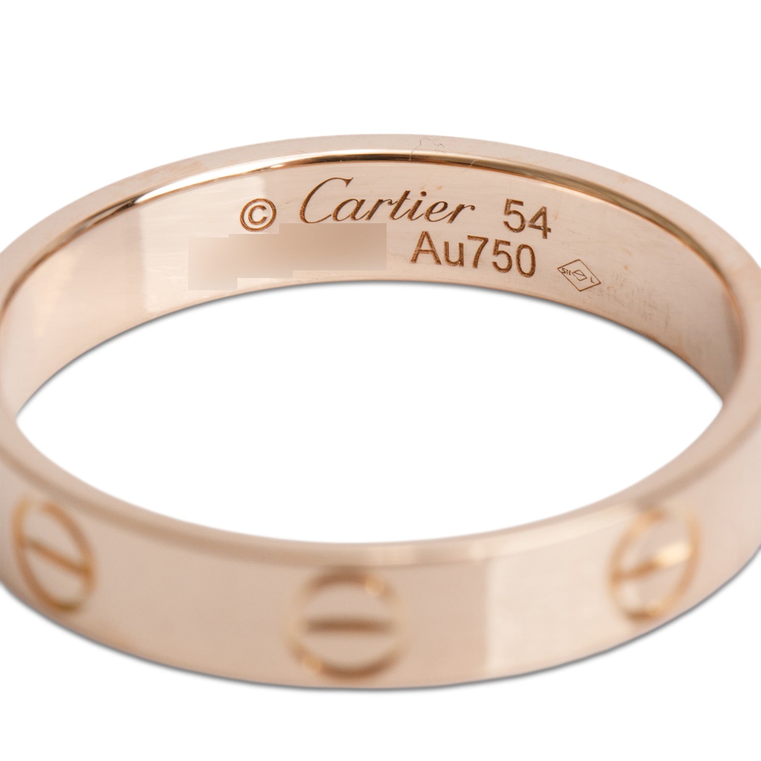 Cartier 18k Rose Gold 3.6 mm Love Wedding Band Ring, Size 54 6.75