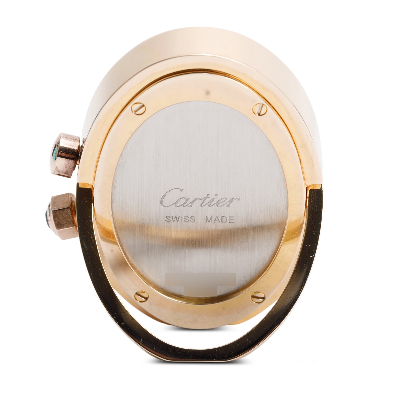 Cartier Gold Plated Brass Baignoire Alarm Desk Clock