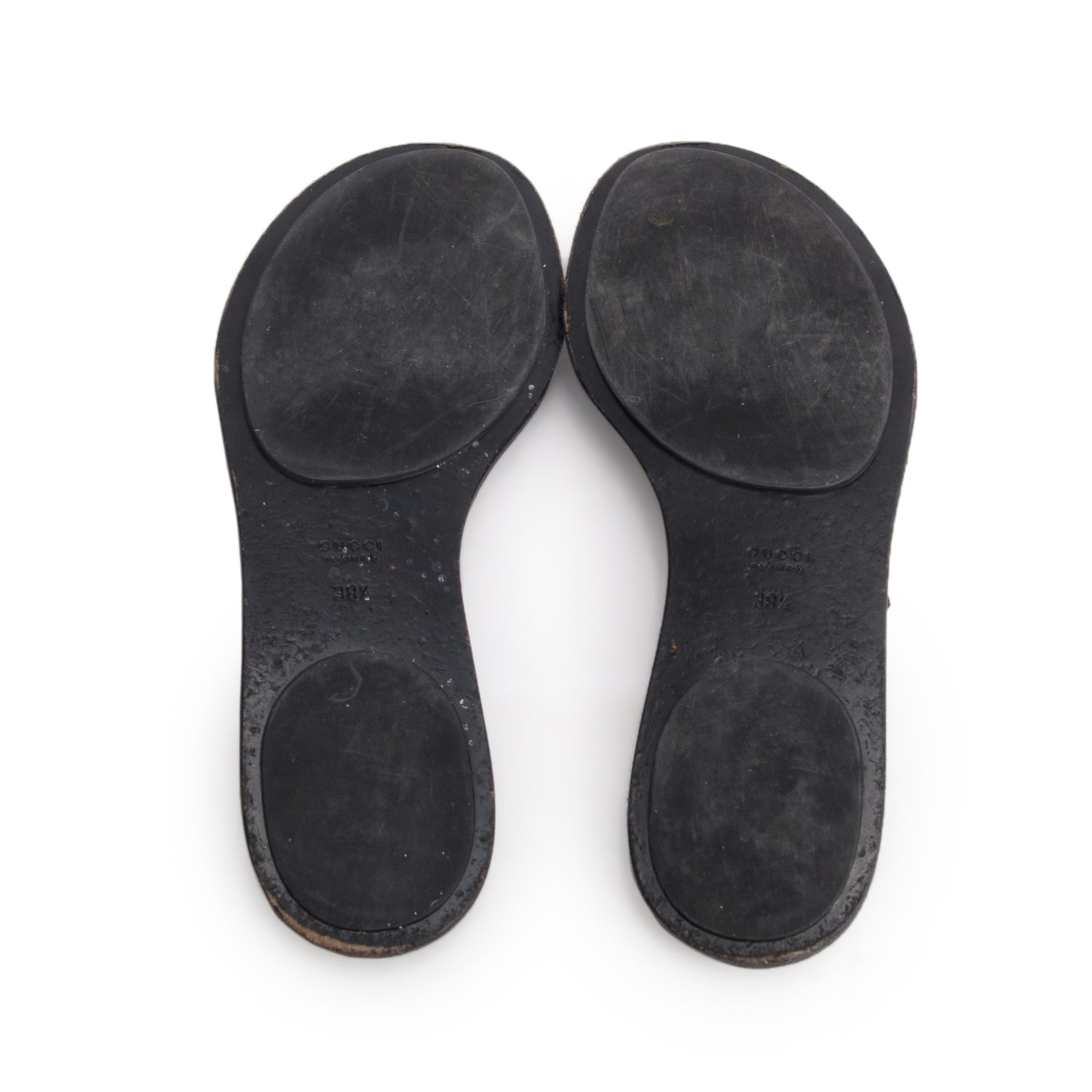 Gucci Black Nylon Calfskin Guccissima GG Thong Sandals, Size 38.5