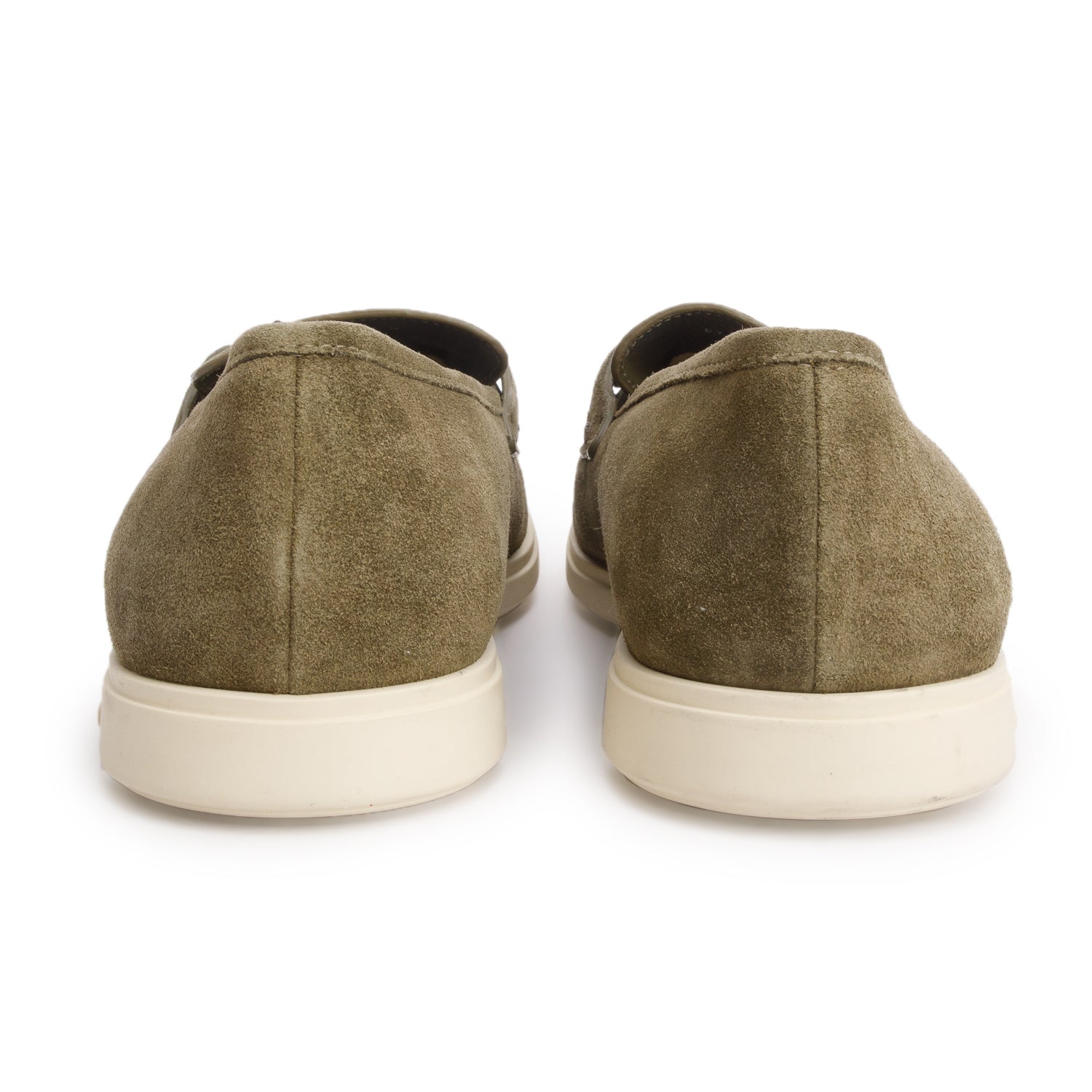 Ferragamo Green Suede Casual Loafer with Gancini Ornament, Men's Size 12