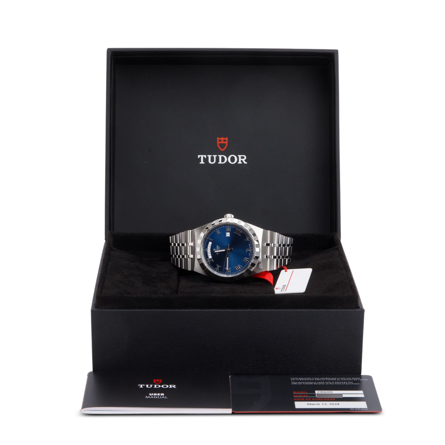 Tudor 2024 Stainless Steel Royal Day-Date 41 MM Automatic Watch Blue Dial 28600 w/ Box & Papers