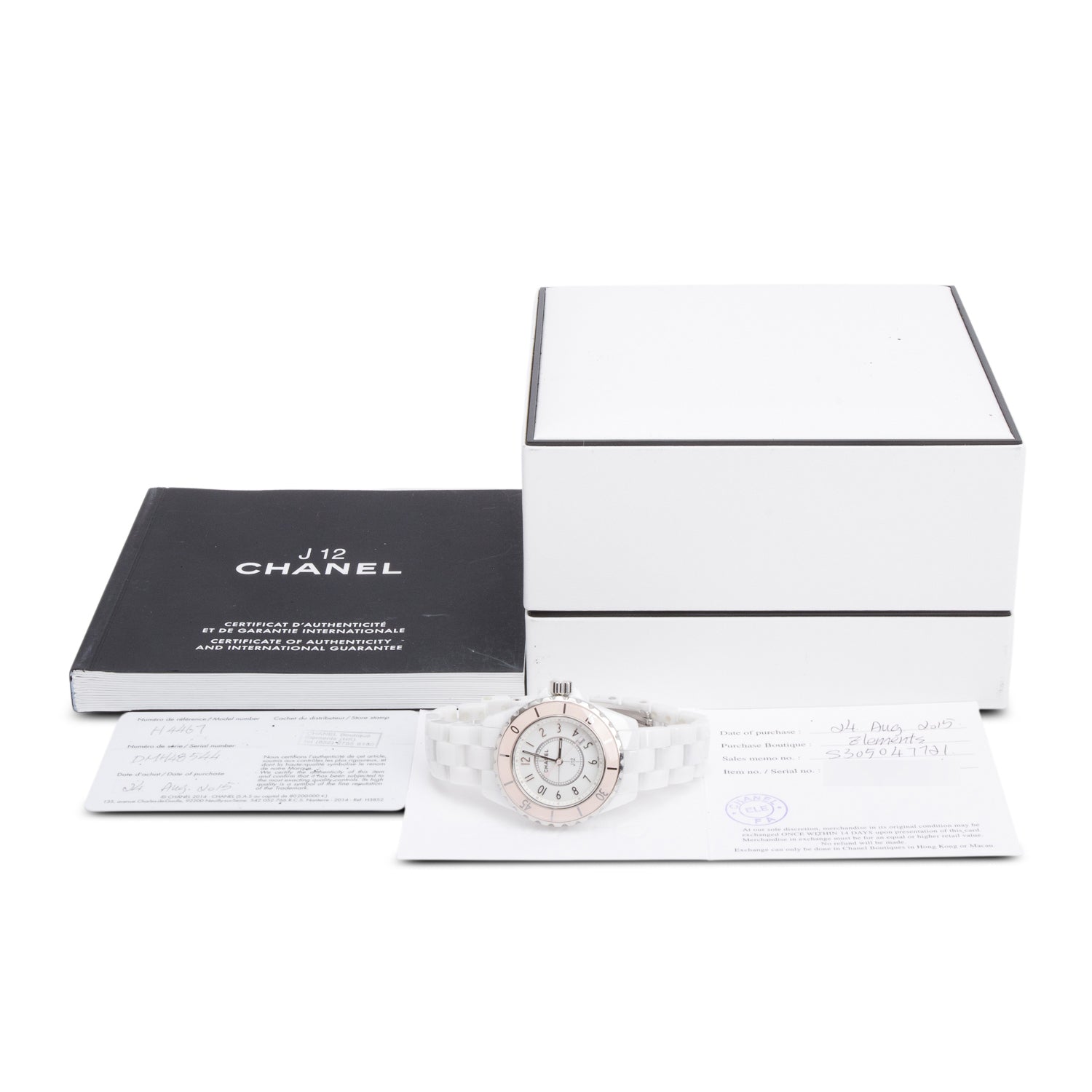 Chanel Limited Edition White & Pink Ceramic 33 MM J12 Quartz Watch H4467 w/ Box & papers