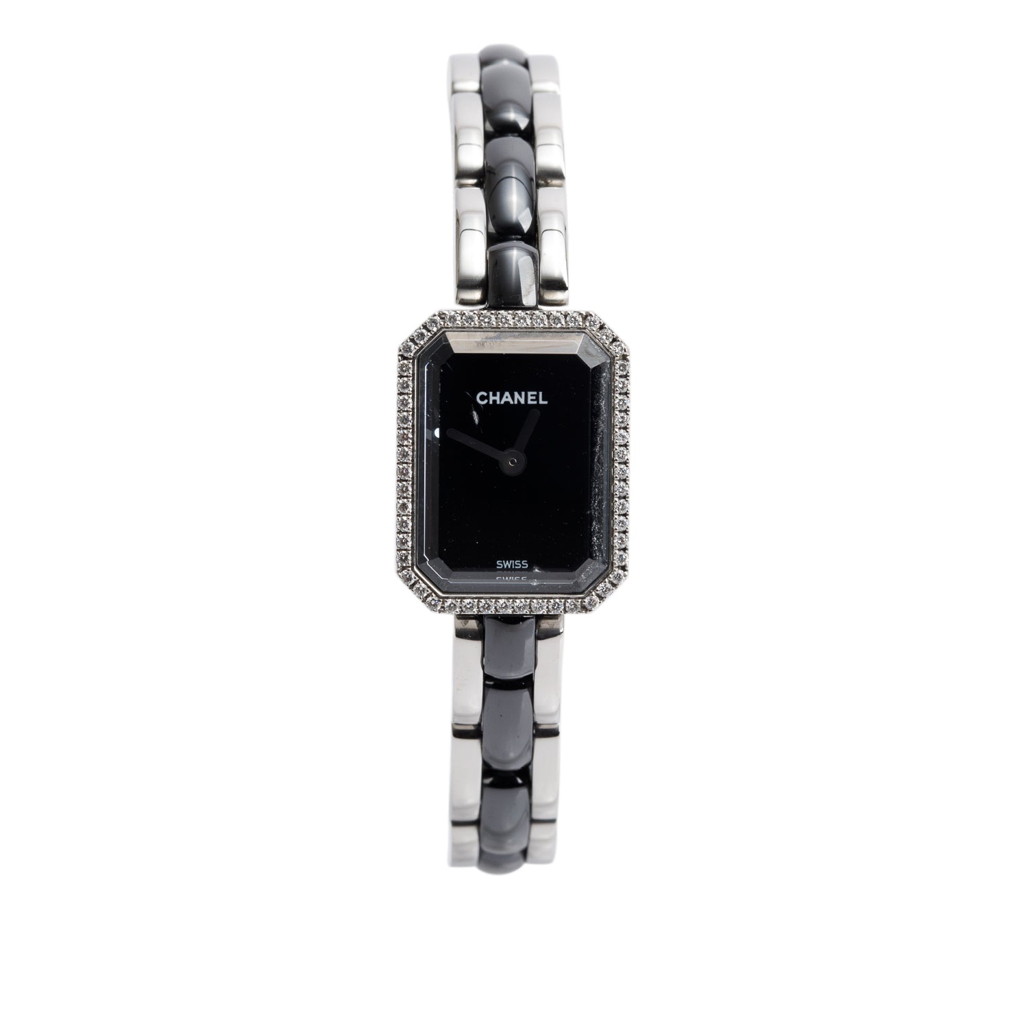 Chanel Stainless Steel Diamond Premiere Ceramic Watch Black Dial H2163