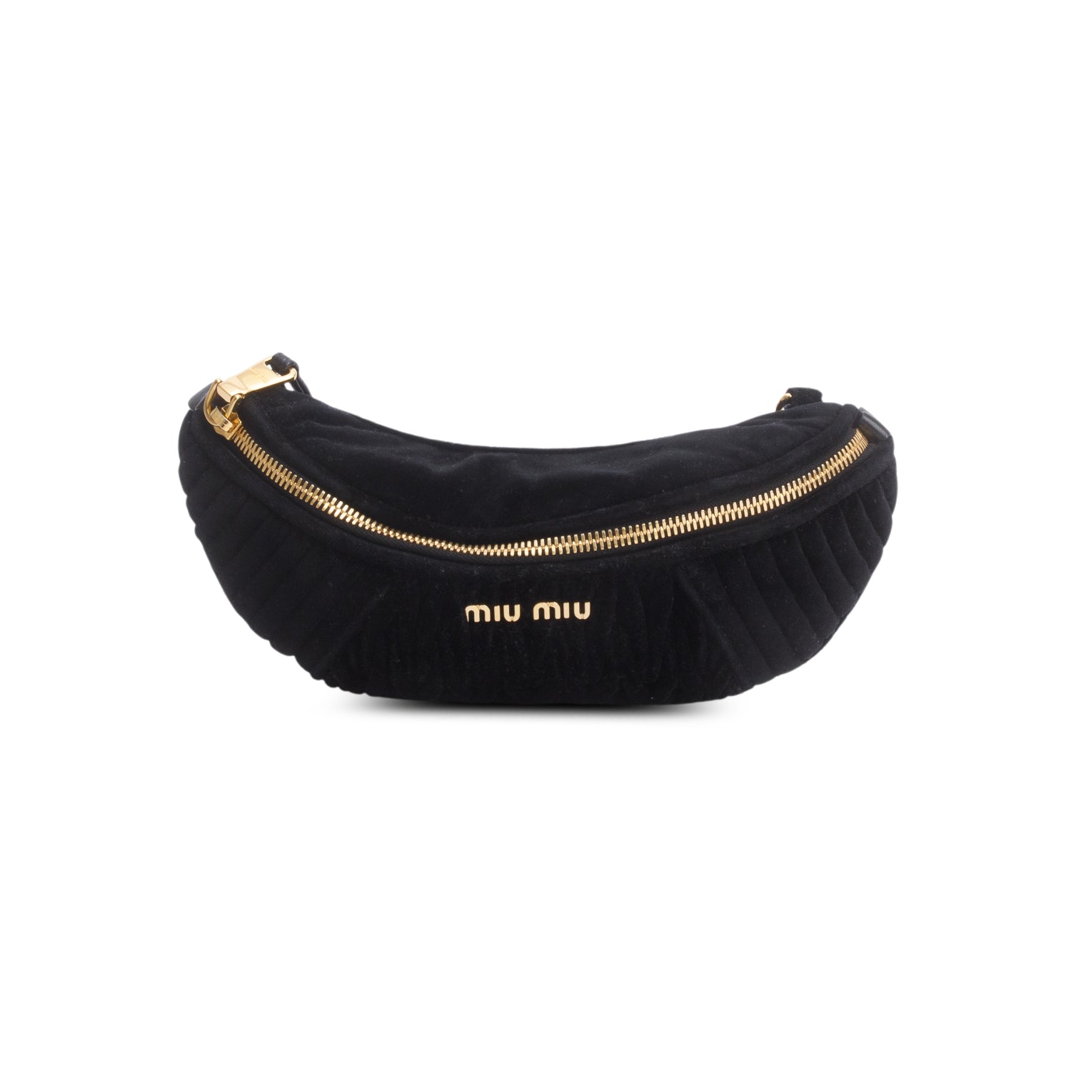 Miu Miu Black Velvet Matelasse Rider Belt Bag