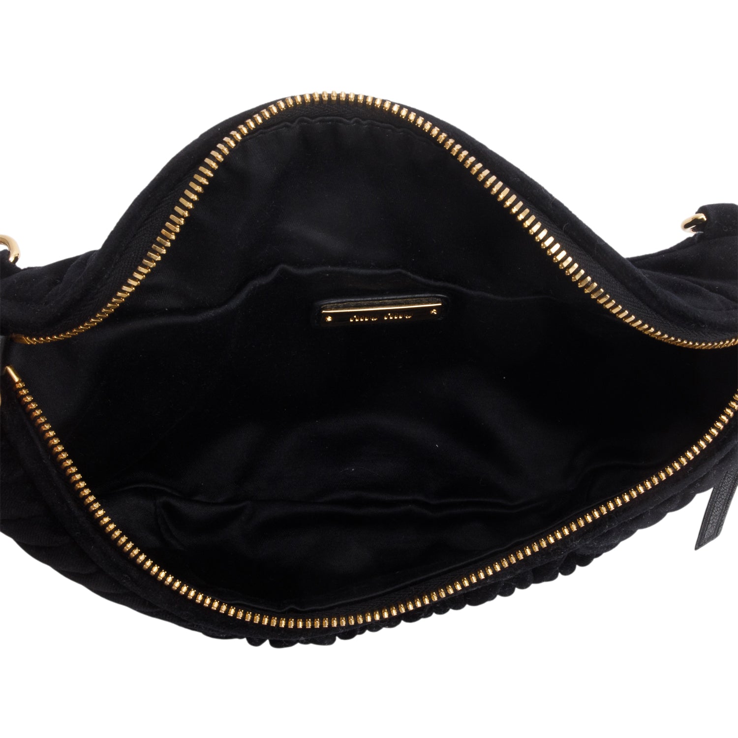 Miu Miu Black Velvet Matelasse Rider Belt Bag
