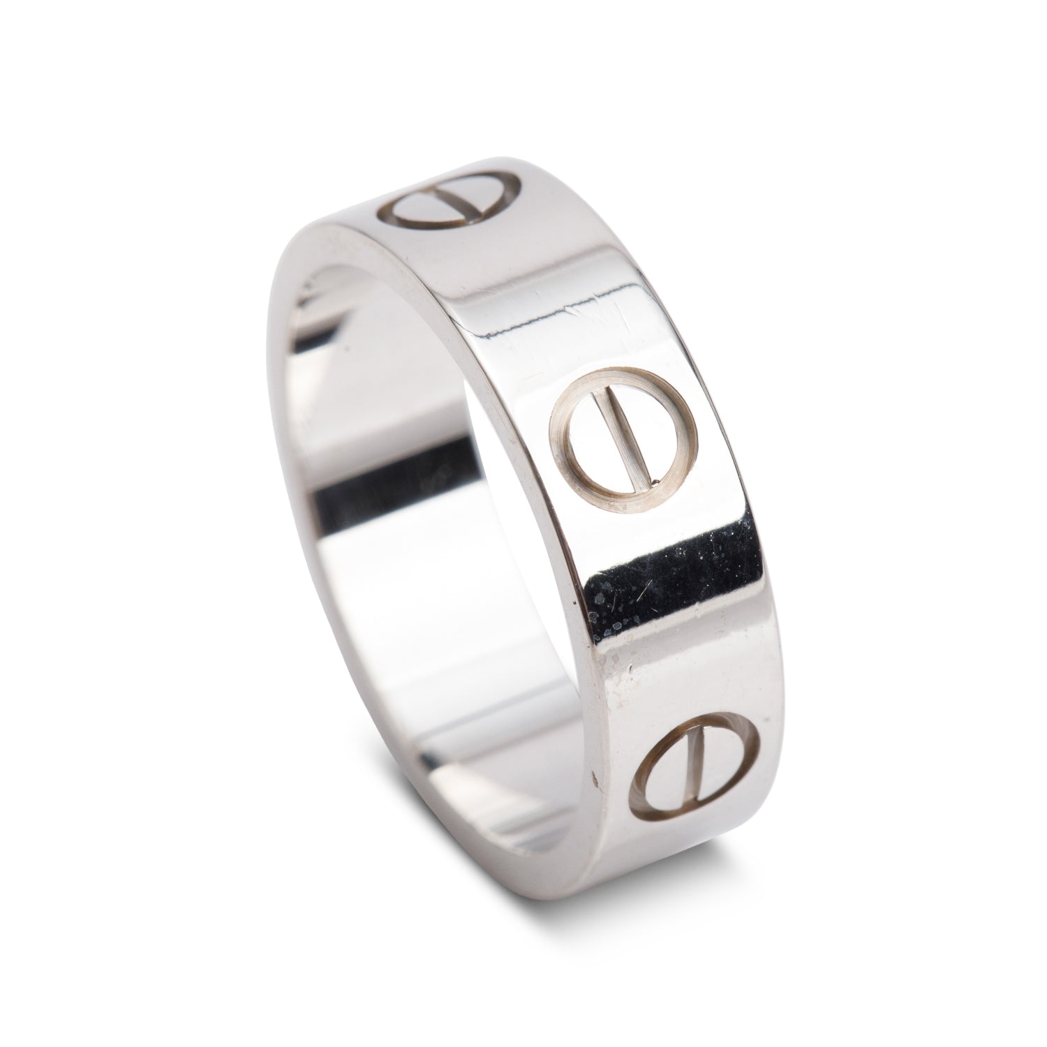 Cartier 18k White Gold 5.5 MM Love Ring, Classic Model, Size 52 6 w/ Box, Receipt & Certificate