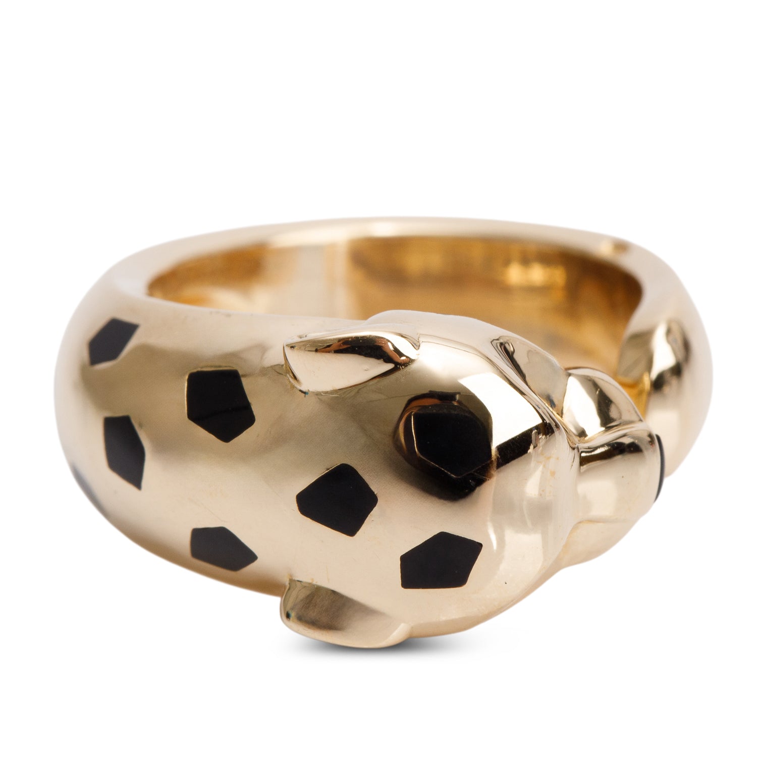 Cartier 2022 18k Yellow Gold Onyx & Tsavorite Panthere de Cartier Ring, Medium Model, Size 51 5.5 w/ Box Receipt & Certificate