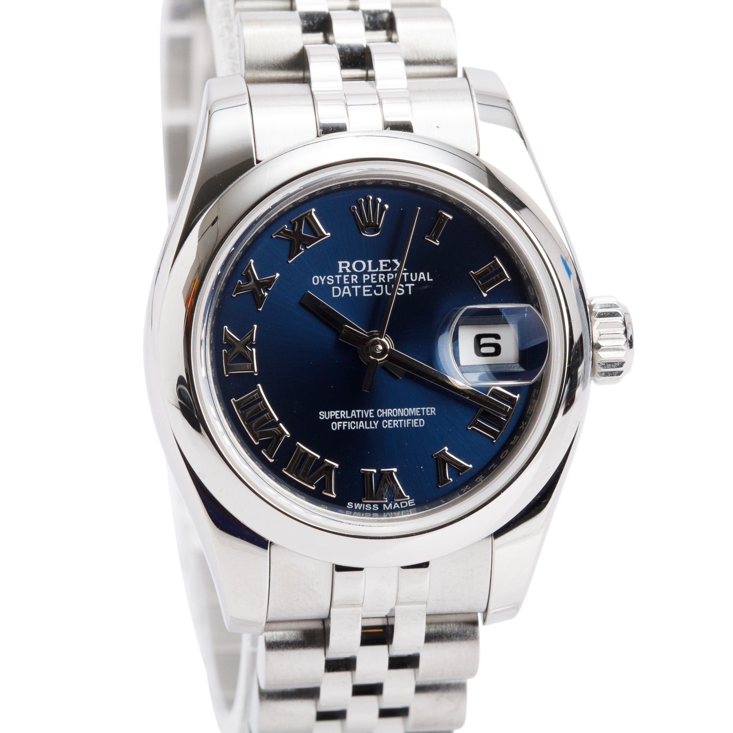 Rolex Stainless Steel 26 MM Lady-Datejust Automatic Watch Blue Dial 179160 w/ Box & Papers
