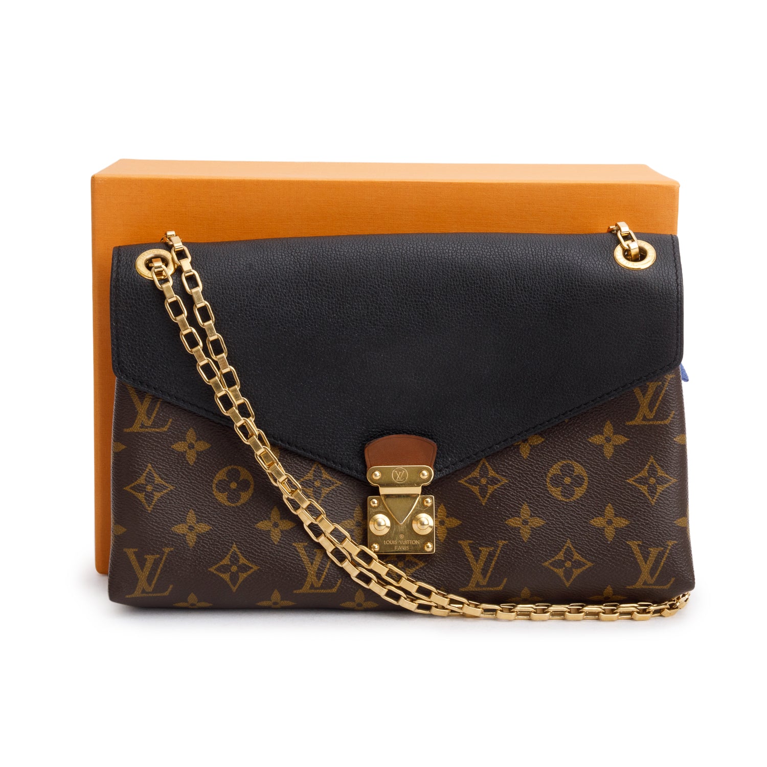 Louis Vuitton Black Monogram Pallas Chain Bag w/ Box