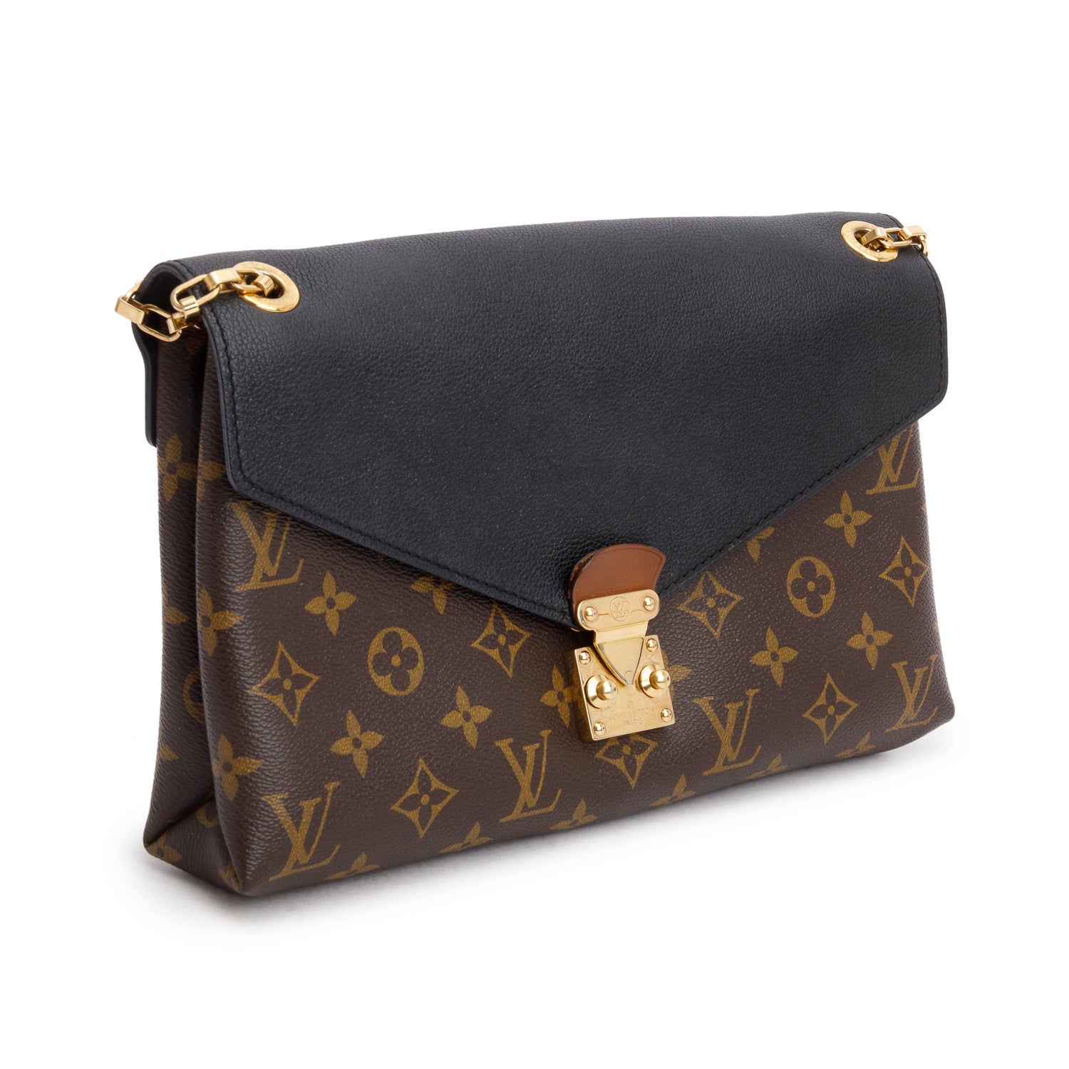 Louis Vuitton Black Monogram Pallas Chain Bag w/ Box