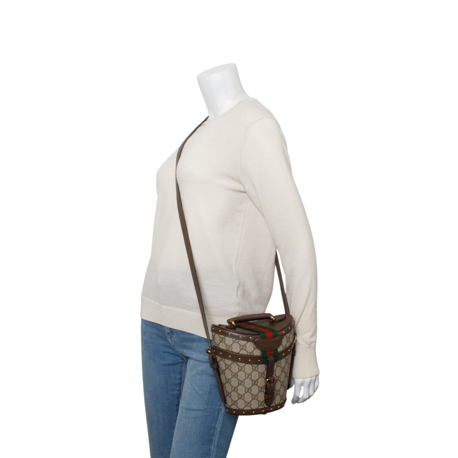 Gucci GG Supreme Monogram Web Mini Hat Case Satchel w/ Strap