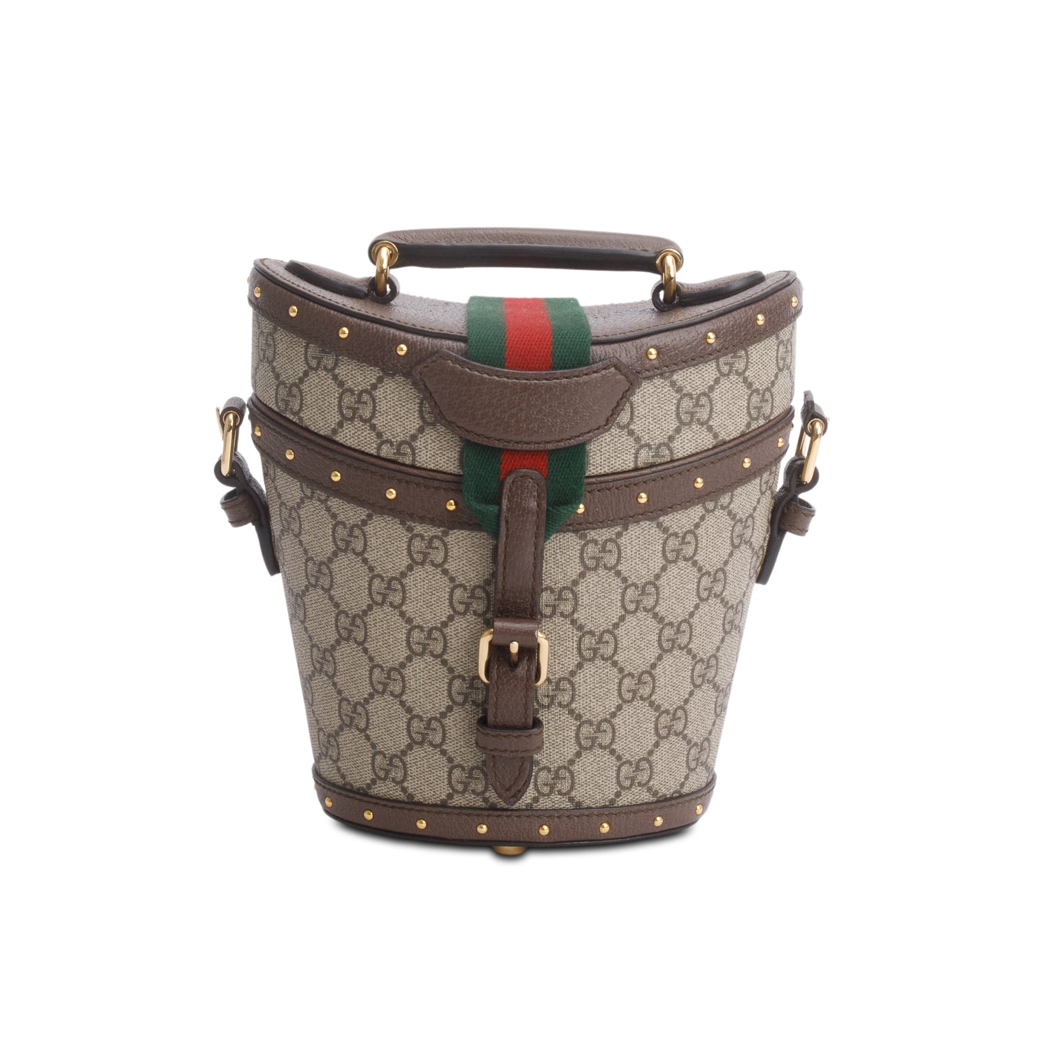 Gucci GG Supreme Monogram Web Mini Hat Case Satchel w/ Strap