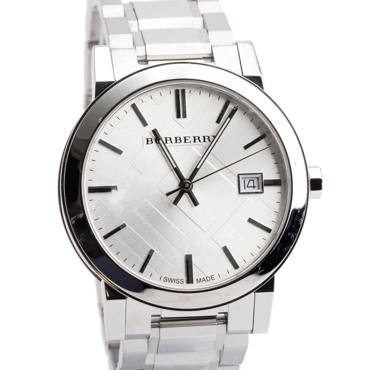 Burberry Stainless Steel BU9000 The City 38 MM Watch, Silver Dial