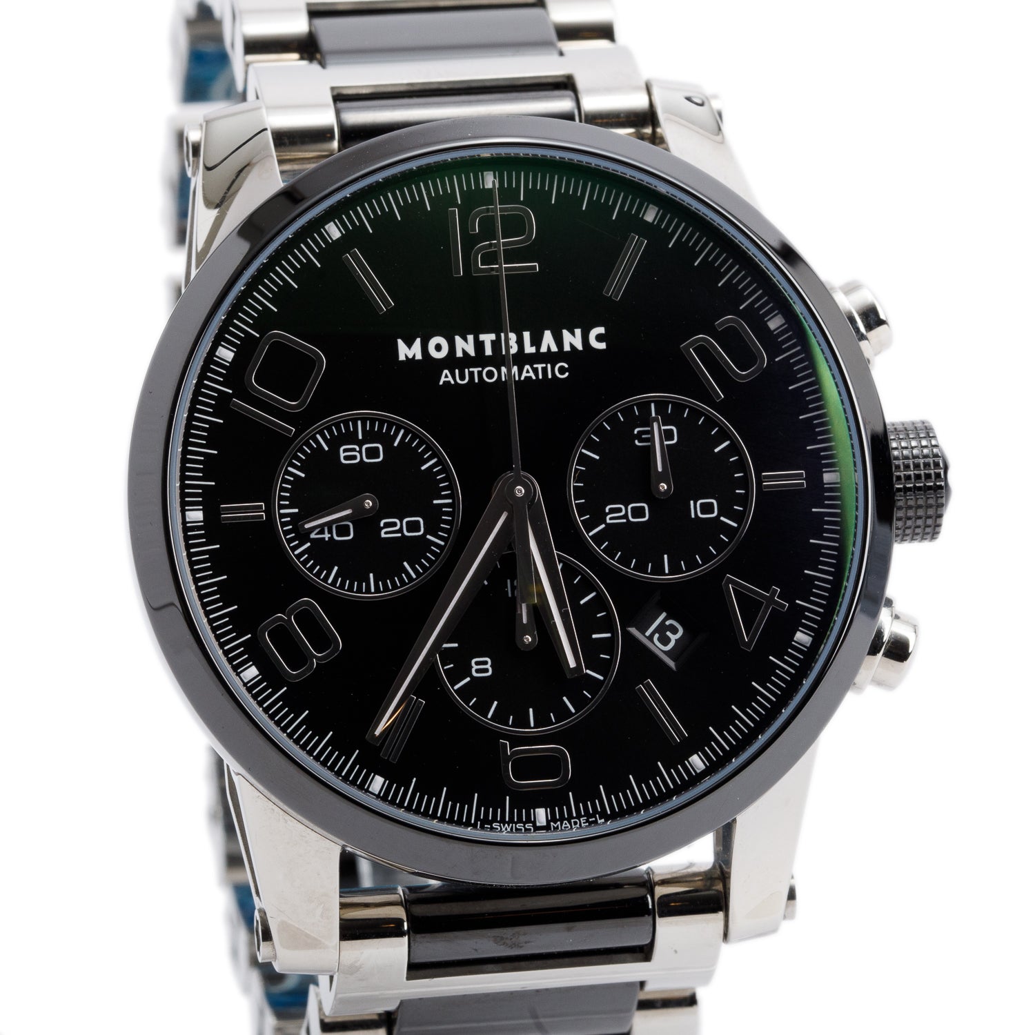Montblanc Stainless Steel TimeWalker 43 MM Chronograph Automatic Watch Black Dial 103094 w/ Box
