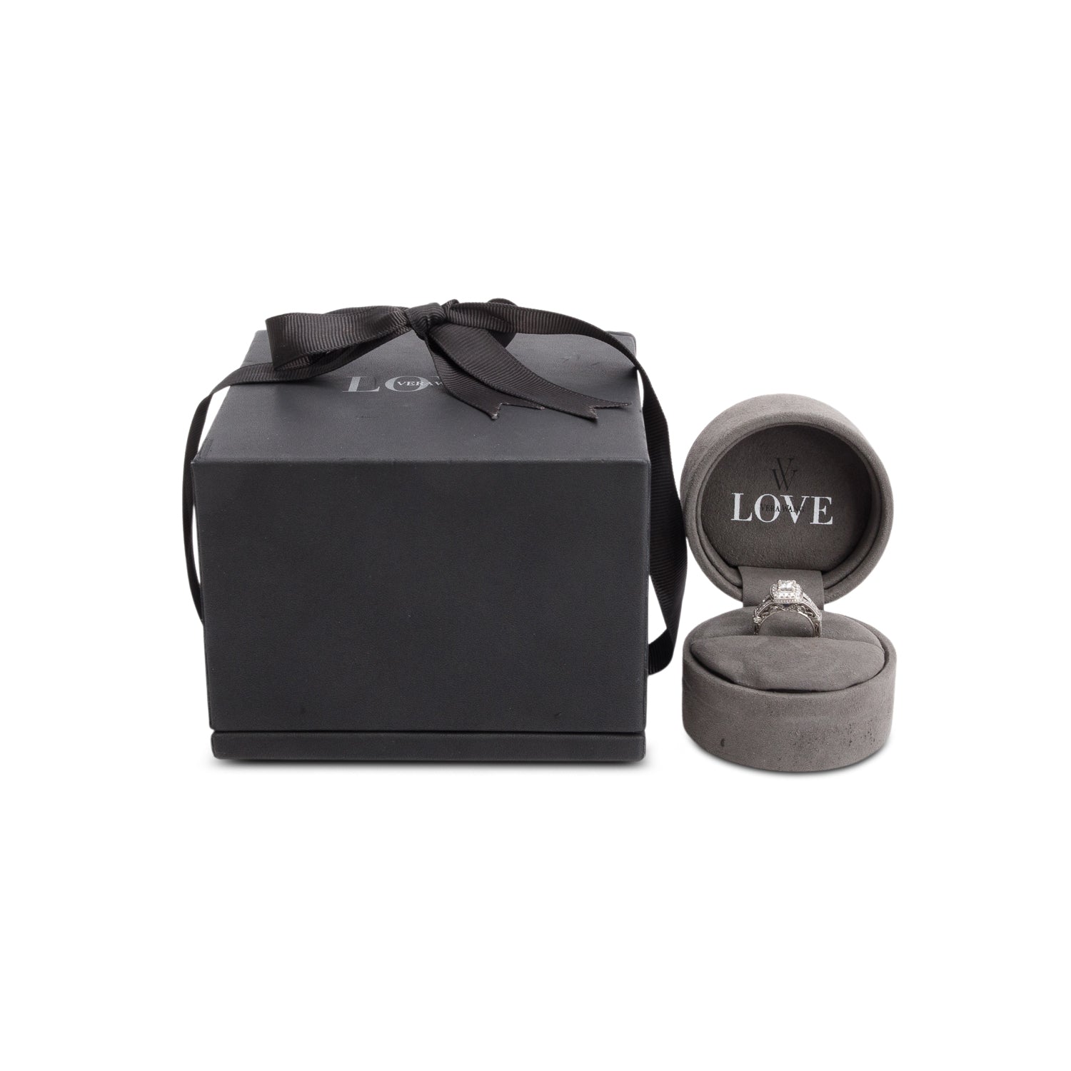 Vera Wang 14k White Gold Love Princess Cut Diamond Engagement Ring, Size 4.75 w/ Box