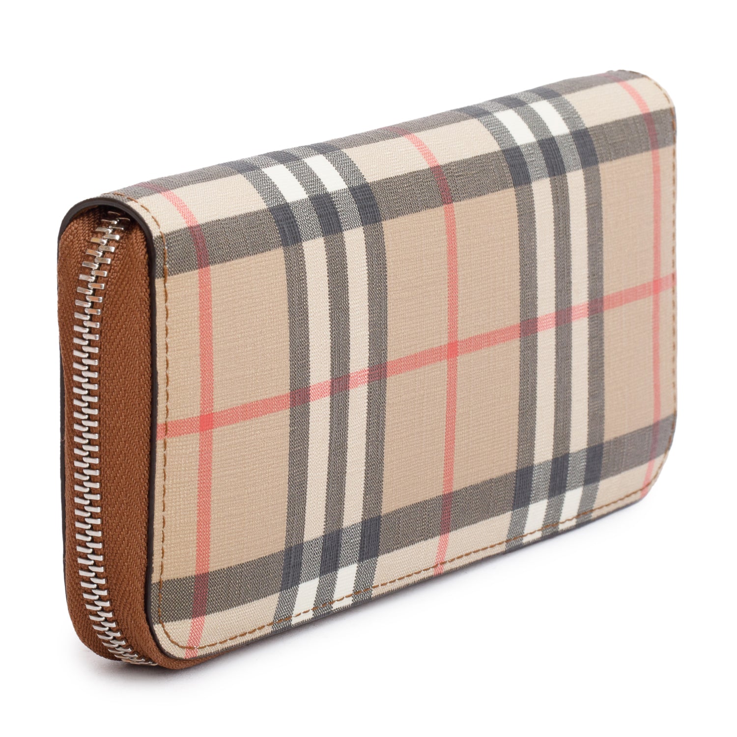 Burberry Brown Ellerby Vintage Check Long Zip Wallet w/ Box
