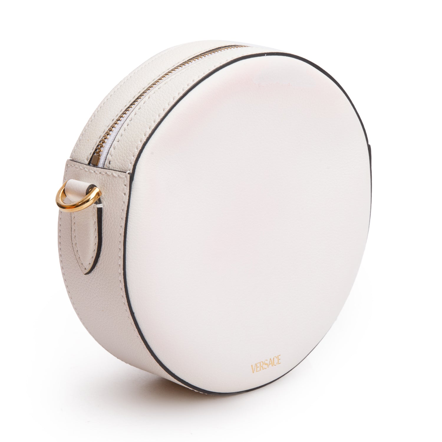 Versace White Calfskin La Medusa Round Camera Bag w/ Box