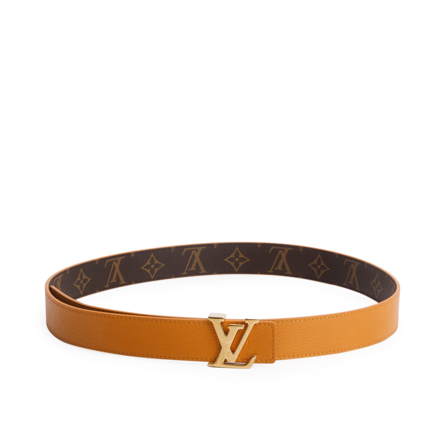 Louis Vuitton 2022 Brown Monogram Orange LV Initials 30 MM Reversible Belt 90 36