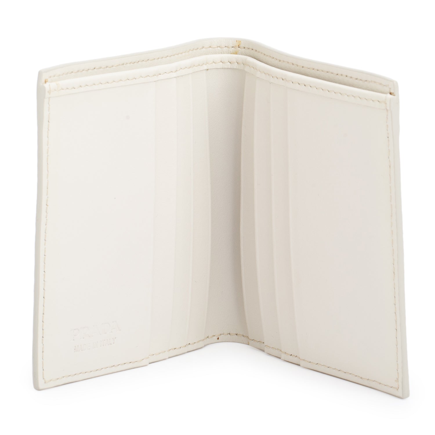 Prada White Vitello Phenix Bo-Fold Wallet