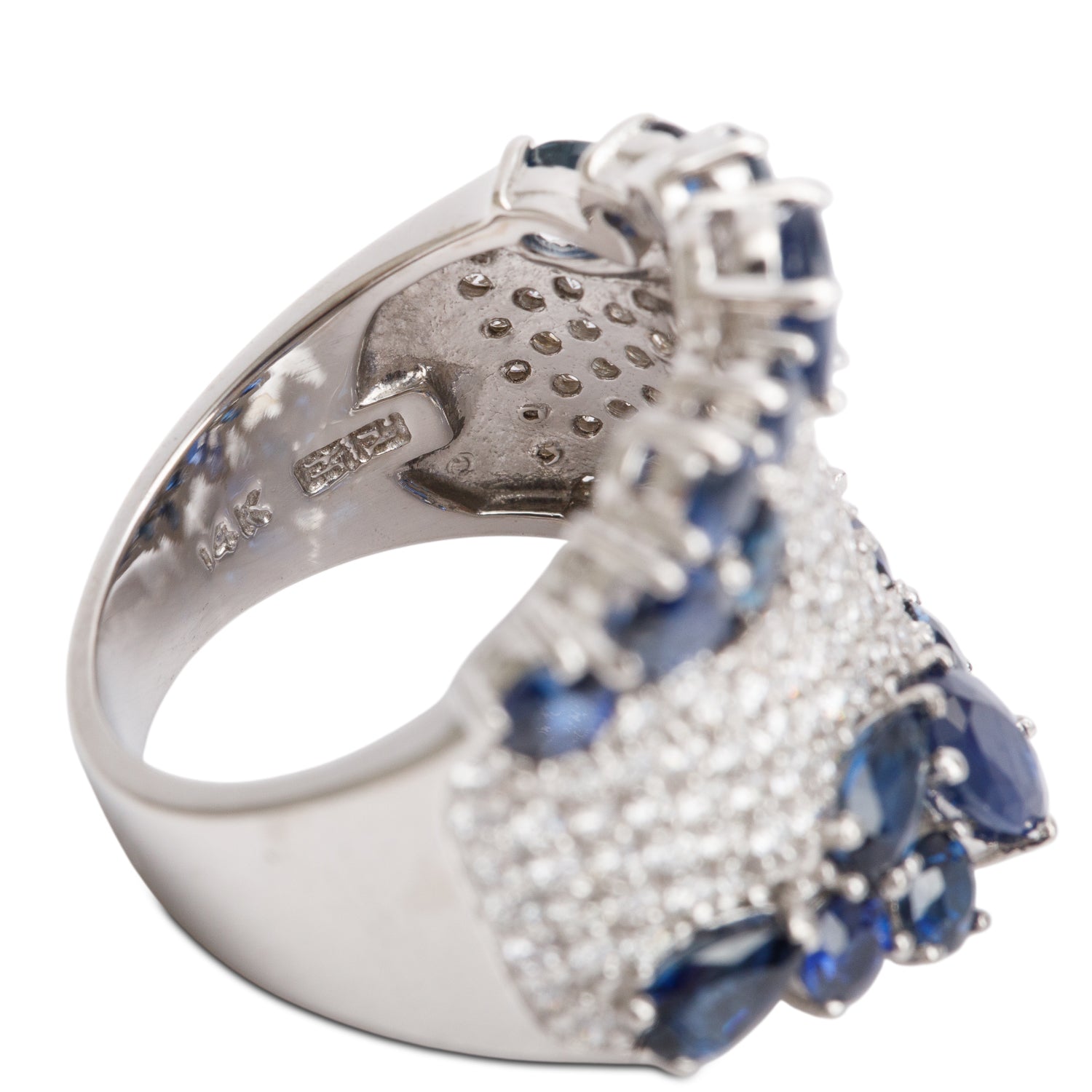 Effy 14k White Gold  Blue Sapphire & Diamond Ring, Size 7 w/ Box