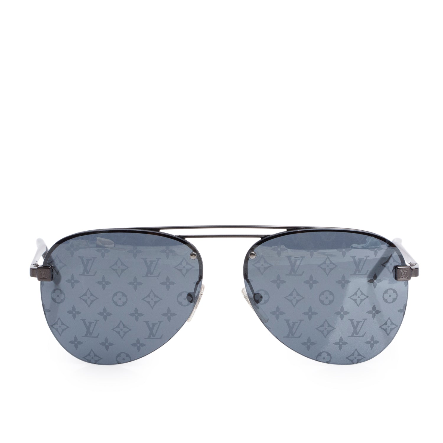 Louis Vuitton Z1Q19W Black Monogram Clockwise Aviator Sunglasses w/ Case