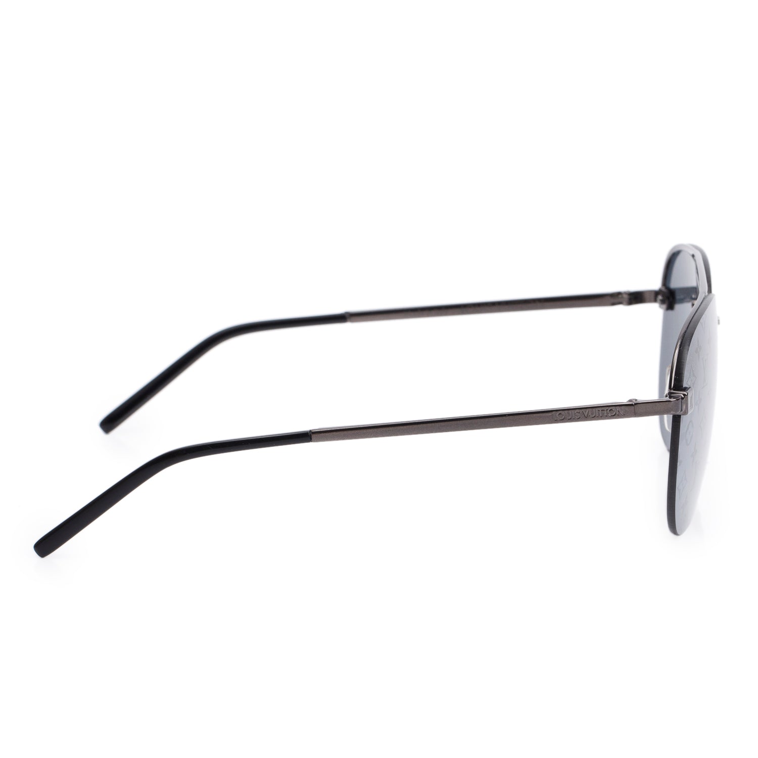 Louis Vuitton Z1Q19W Black Monogram Clockwise Aviator Sunglasses w/ Case
