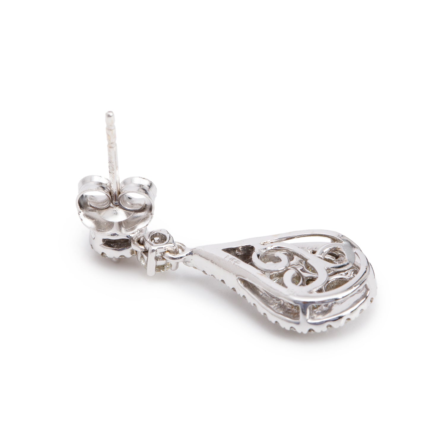 18k White Gold 1.39 tcw. Cluster Diamond Drop Earrings