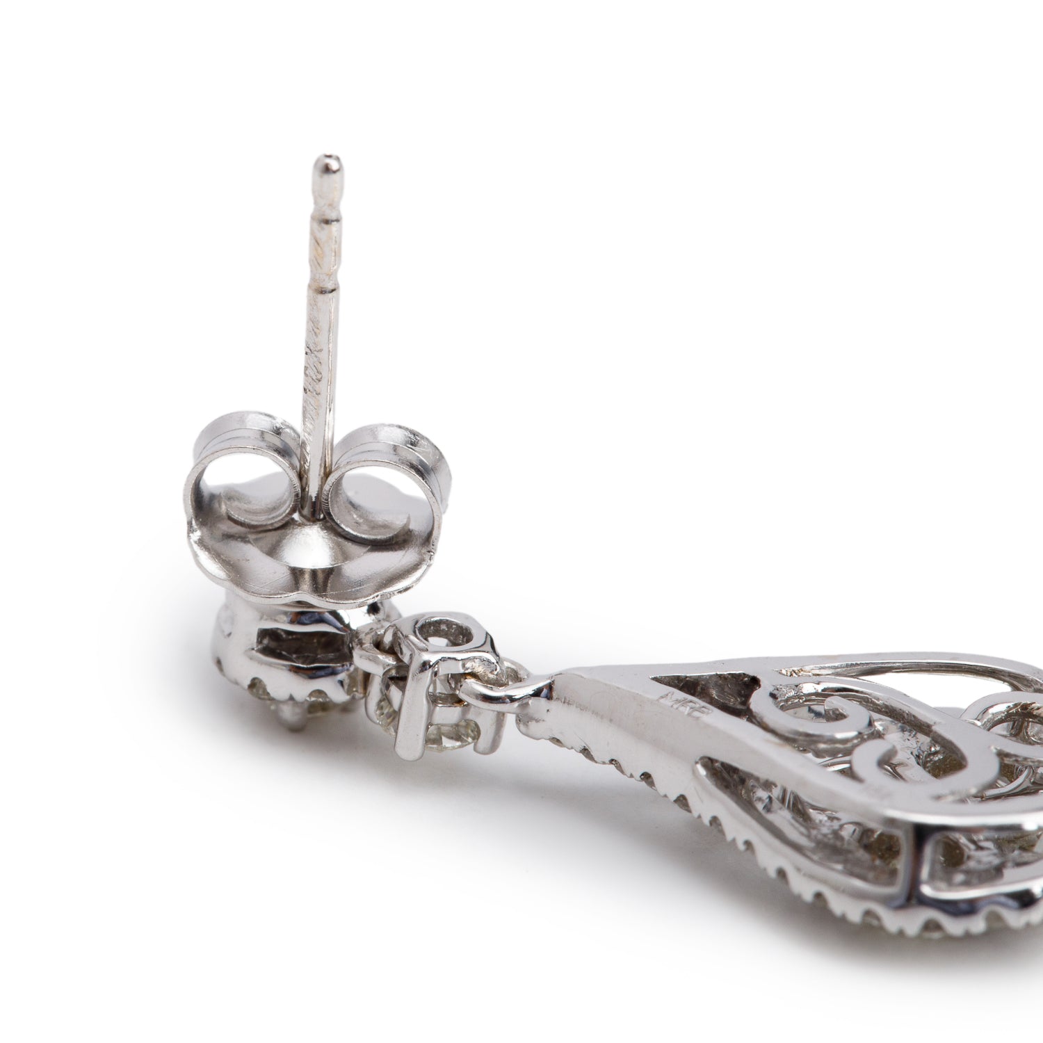 18k White Gold 1.39 tcw. Cluster Diamond Drop Earrings