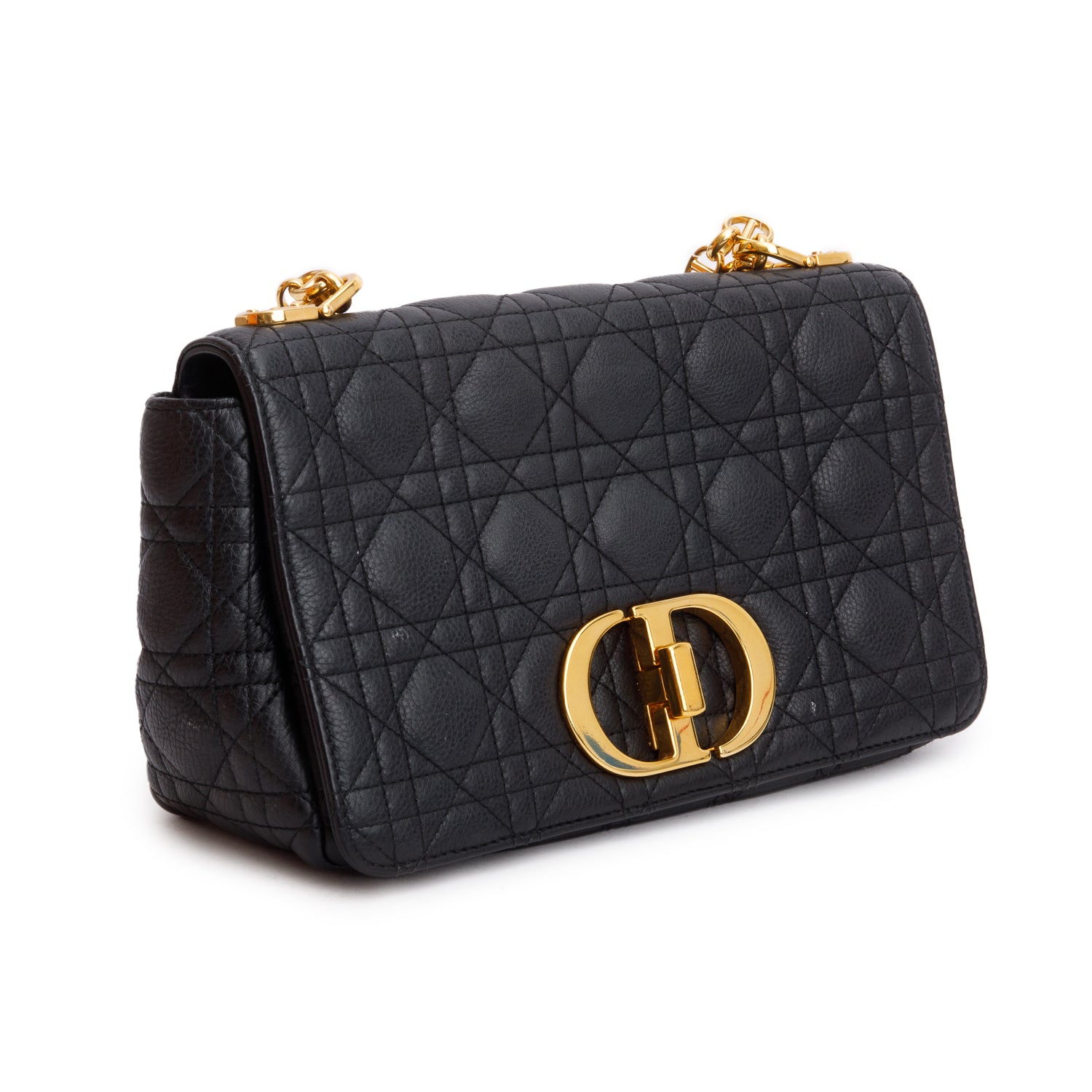 Christian Dior 2023 Black Supple Cannage Calfskin Medium Dior Caro Bag w/ Box