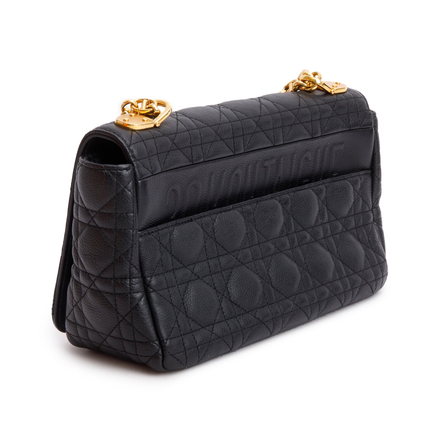 Christian Dior 2023 Black Supple Cannage Calfskin Medium Dior Caro Bag w/ Box