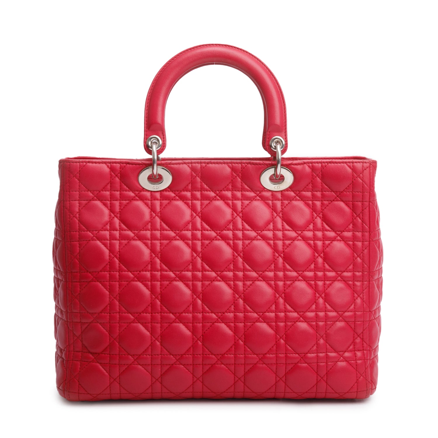 Christian Dior Pink Cannage Leather Large Lady Dior Bag w/ Strap