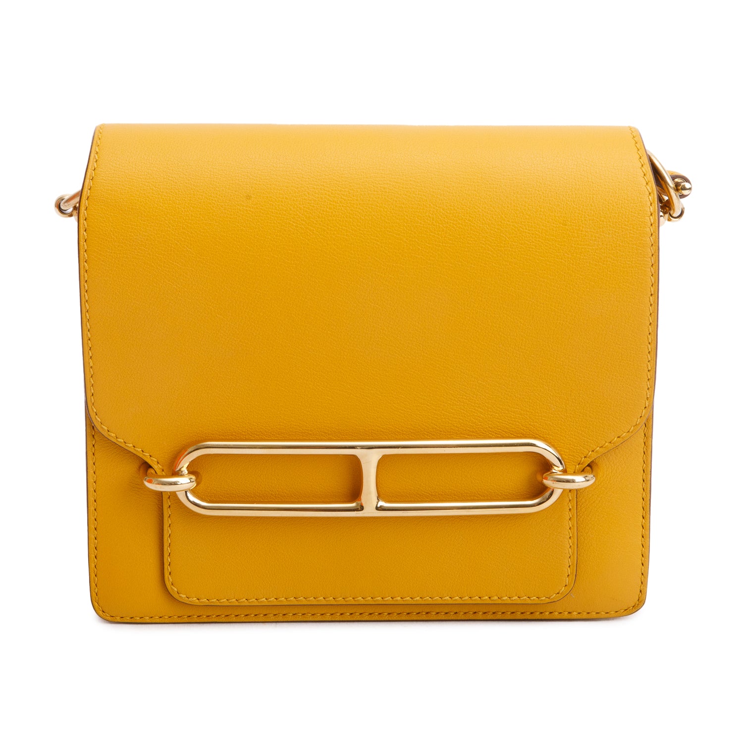 Hermes 2021 Jaune Ambre Veau Swift Roulis Mini w/ Box & Receipt