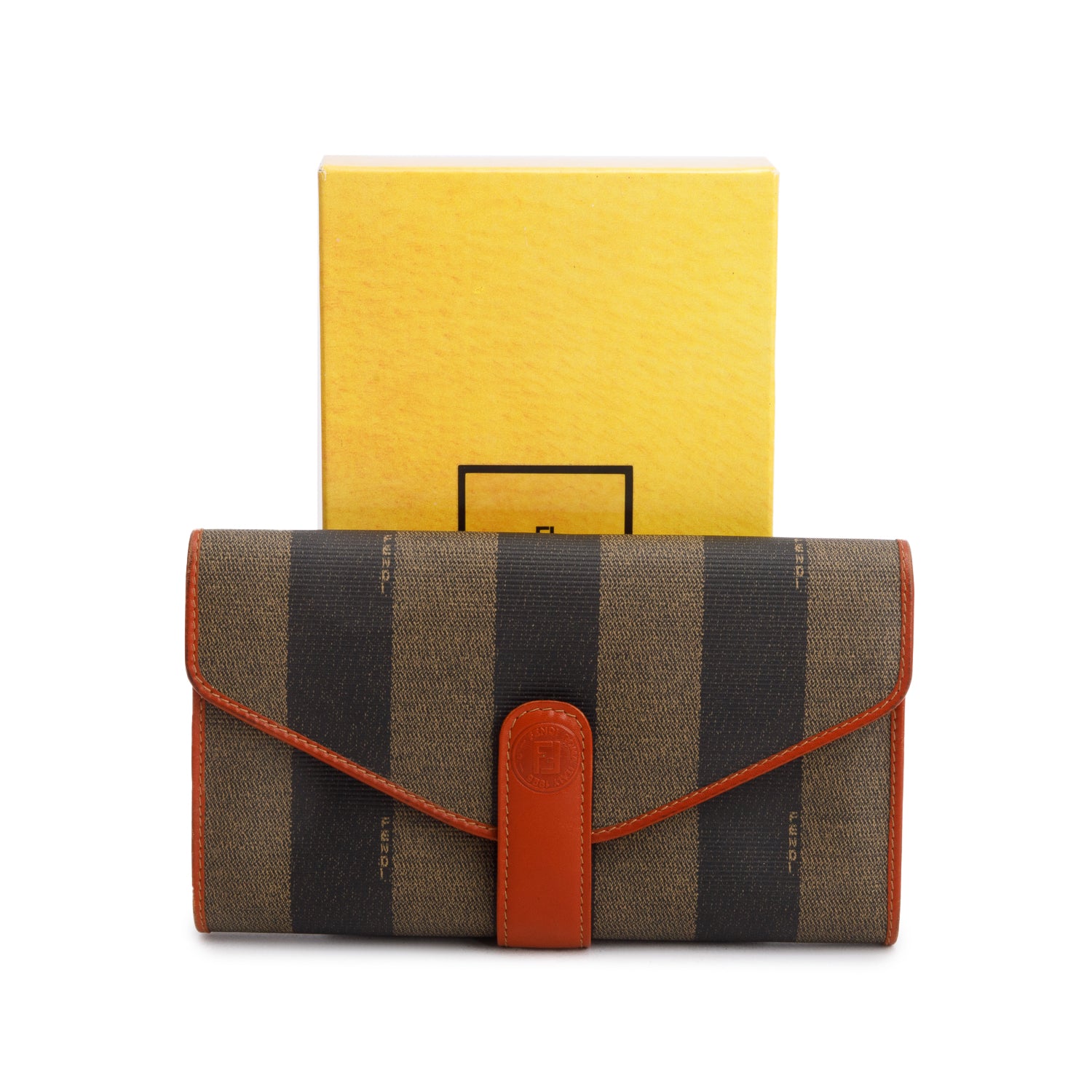 Fendi Vintage Pequin Long Bi-Fold Wallet w/ Box