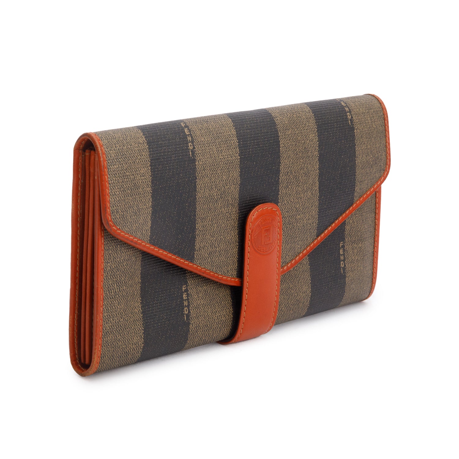 Fendi Vintage Pequin Long Bi-Fold Wallet w/ Box