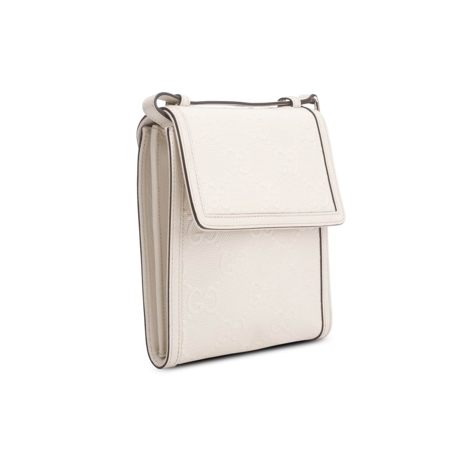 Gucci Cream Calfskin GG Tennis Embossed Messenger Bag