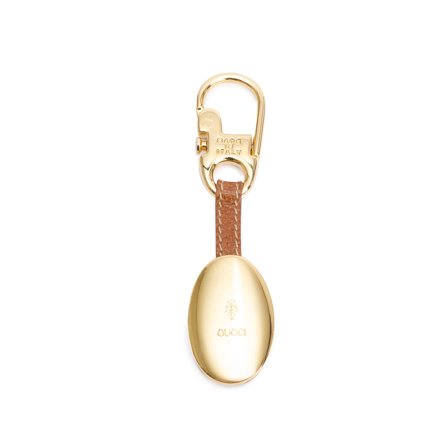 Gucci Vintage Gold-Tone Web Sherry Line Keyring w/ Box