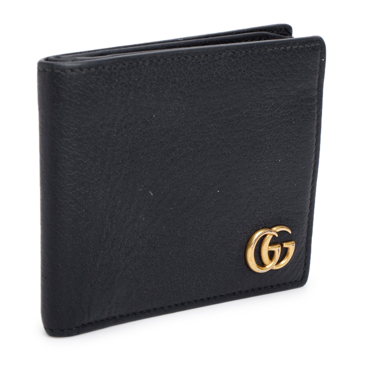 Gucci Black Dollar Calfskin GG Mamont Bi-Fold Card Case Wallet
