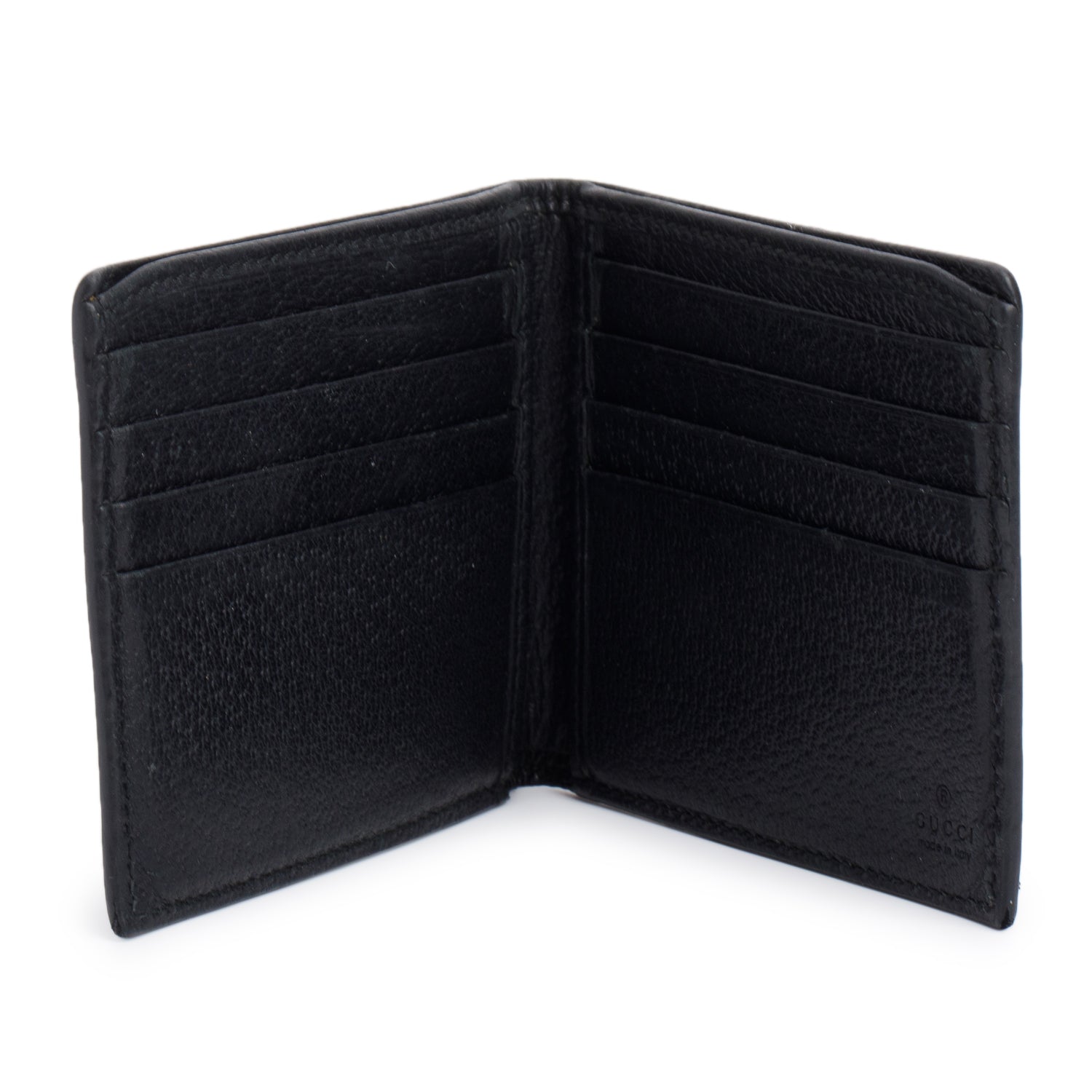Gucci Black Dollar Calfskin GG Mamont Bi-Fold Card Case Wallet