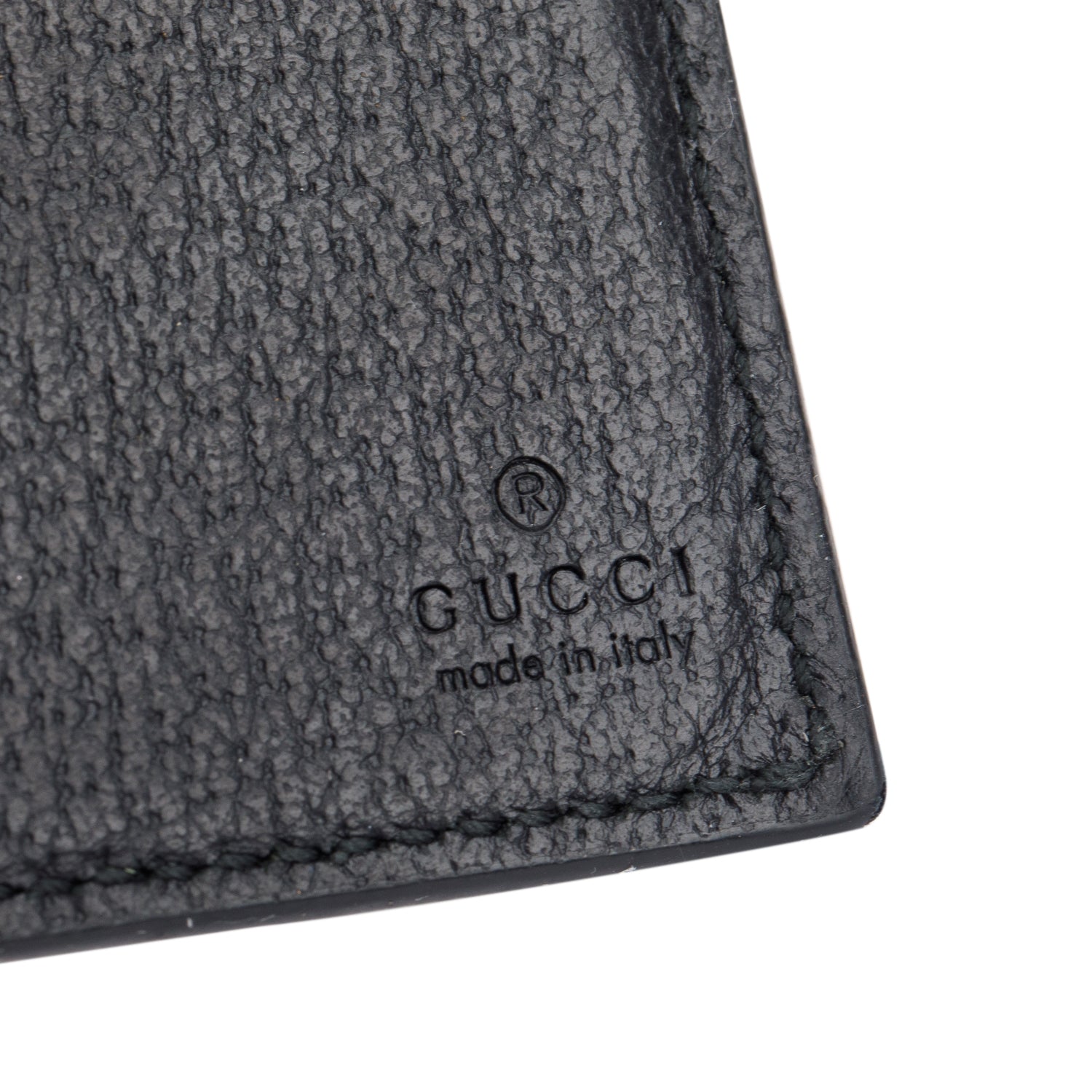 Gucci Black Dollar Calfskin GG Mamont Bi-Fold Card Case Wallet