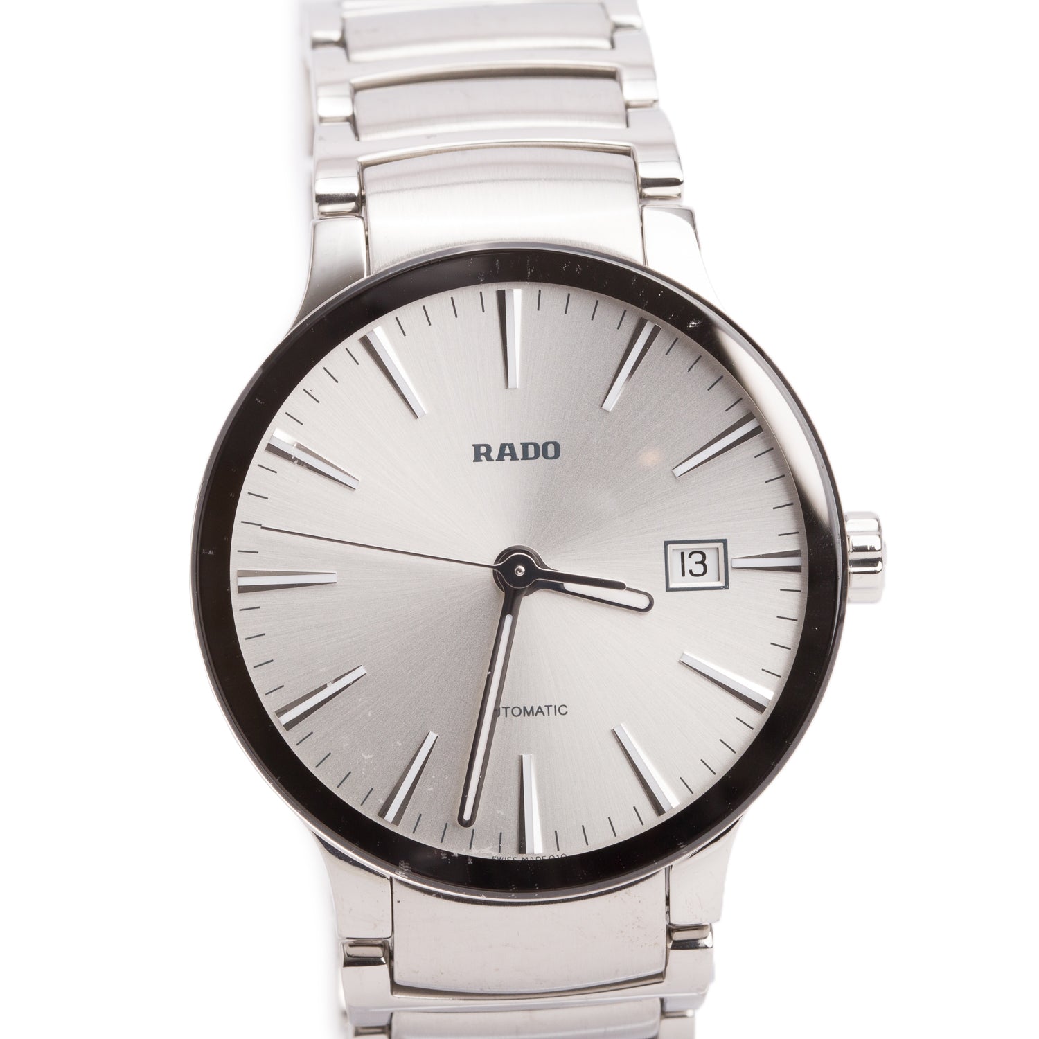 Rado Stainless Steel Centrix 38 MM Automatic Watch, Silver Dial
