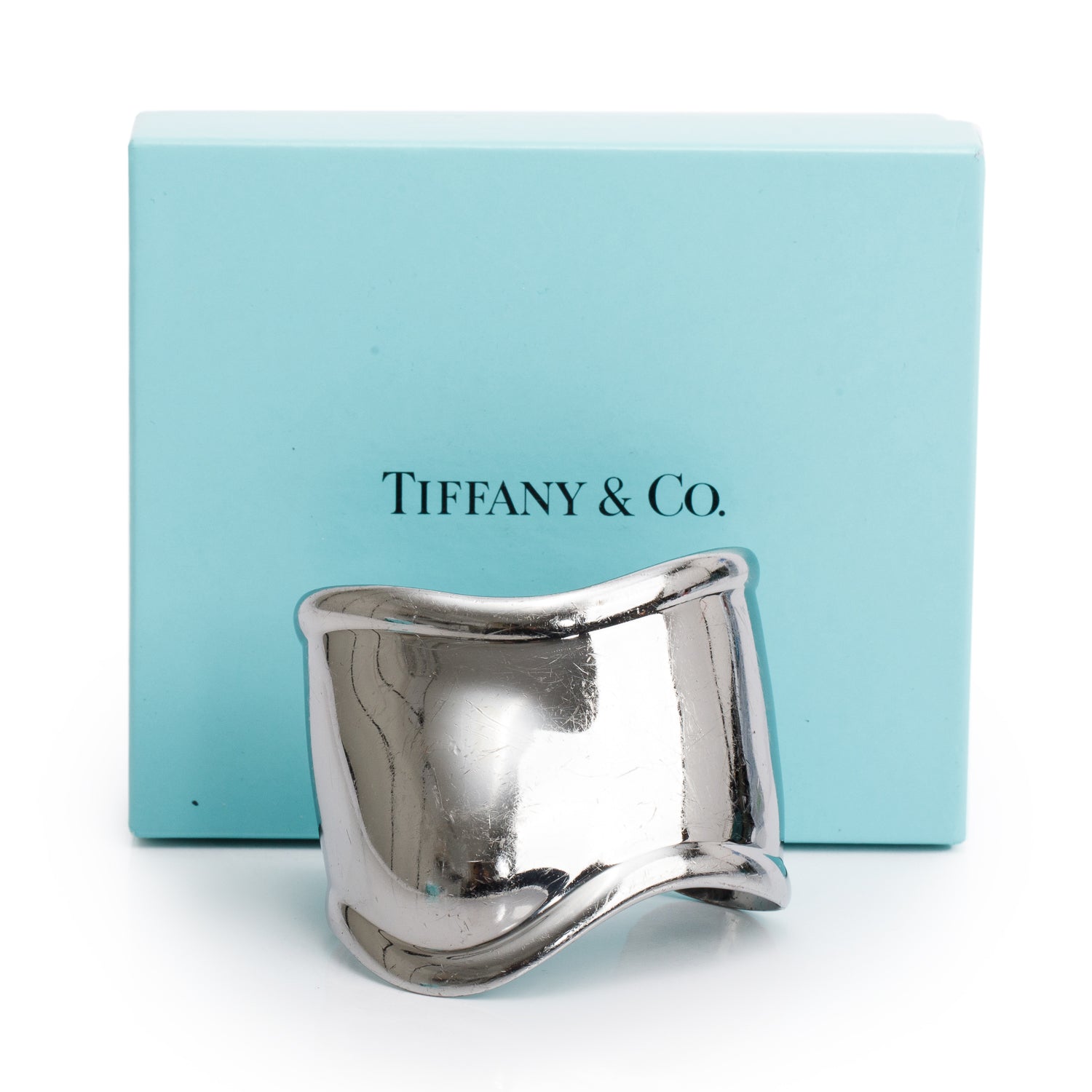 Tiffany & Co. Elsa Peretti Ruthenium Medium Bone Cuff Bracelet w/ Box